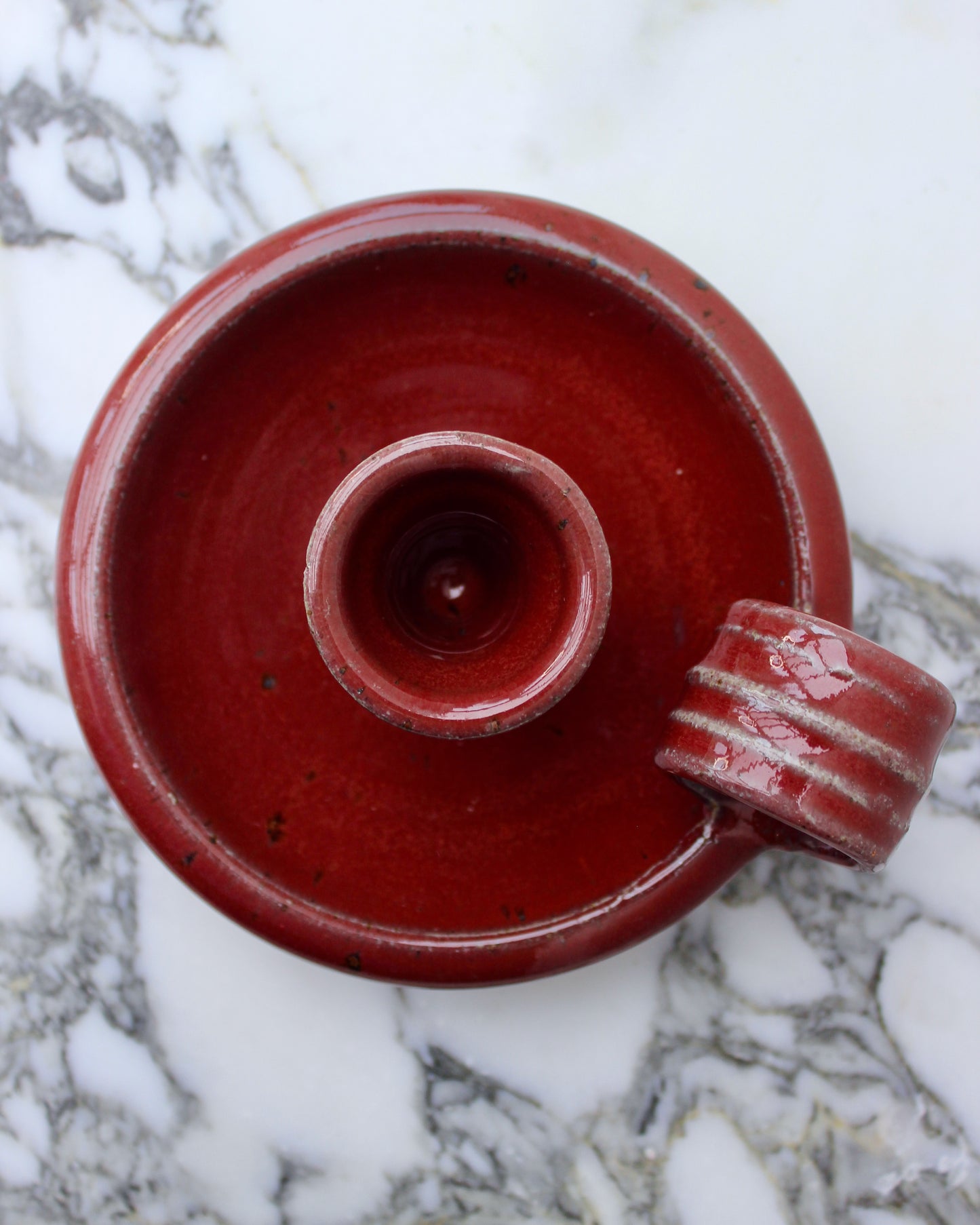 Red Stoneware Candle Holder