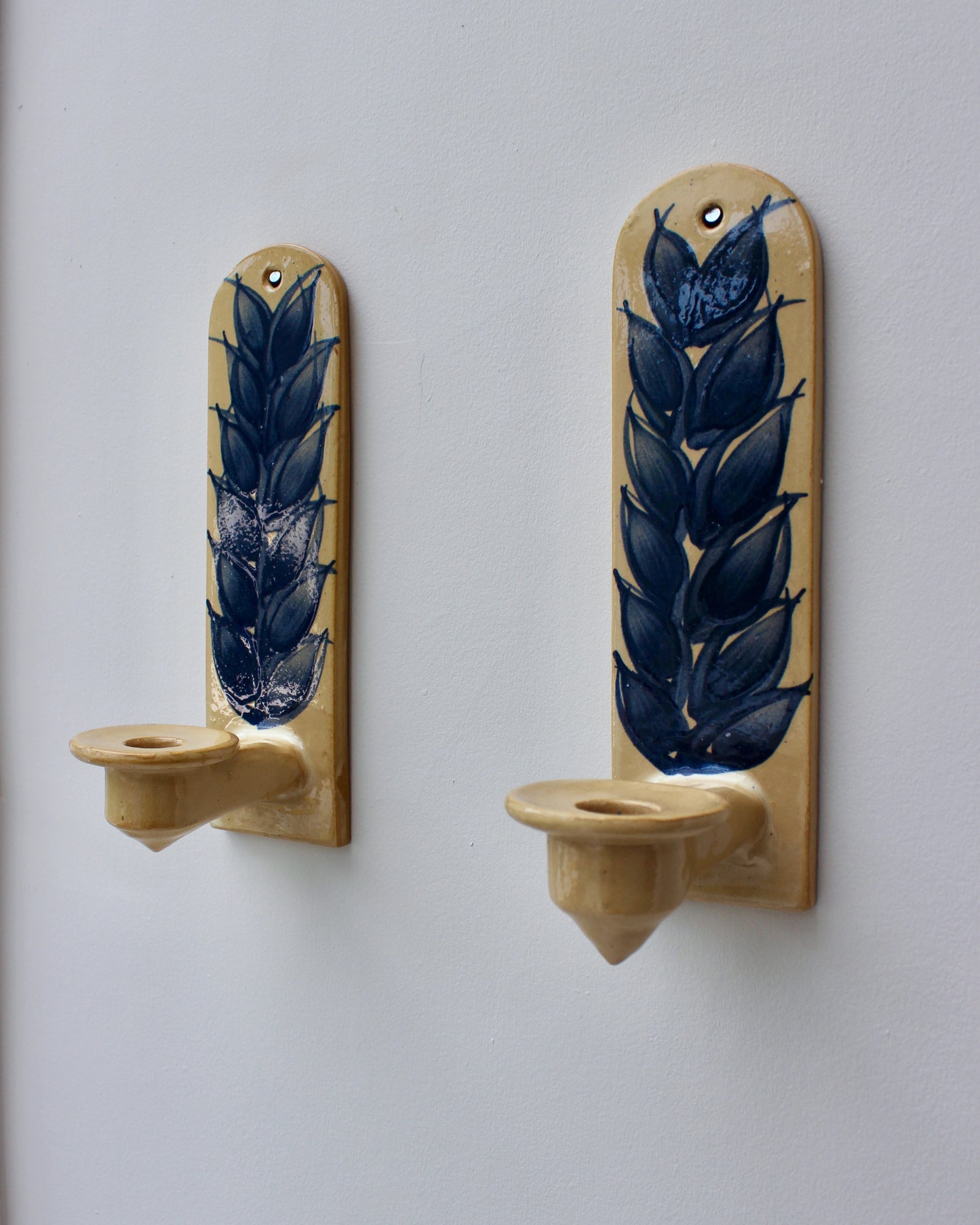 A Pair of Vintage Swedish Ceramic Candle Sconces