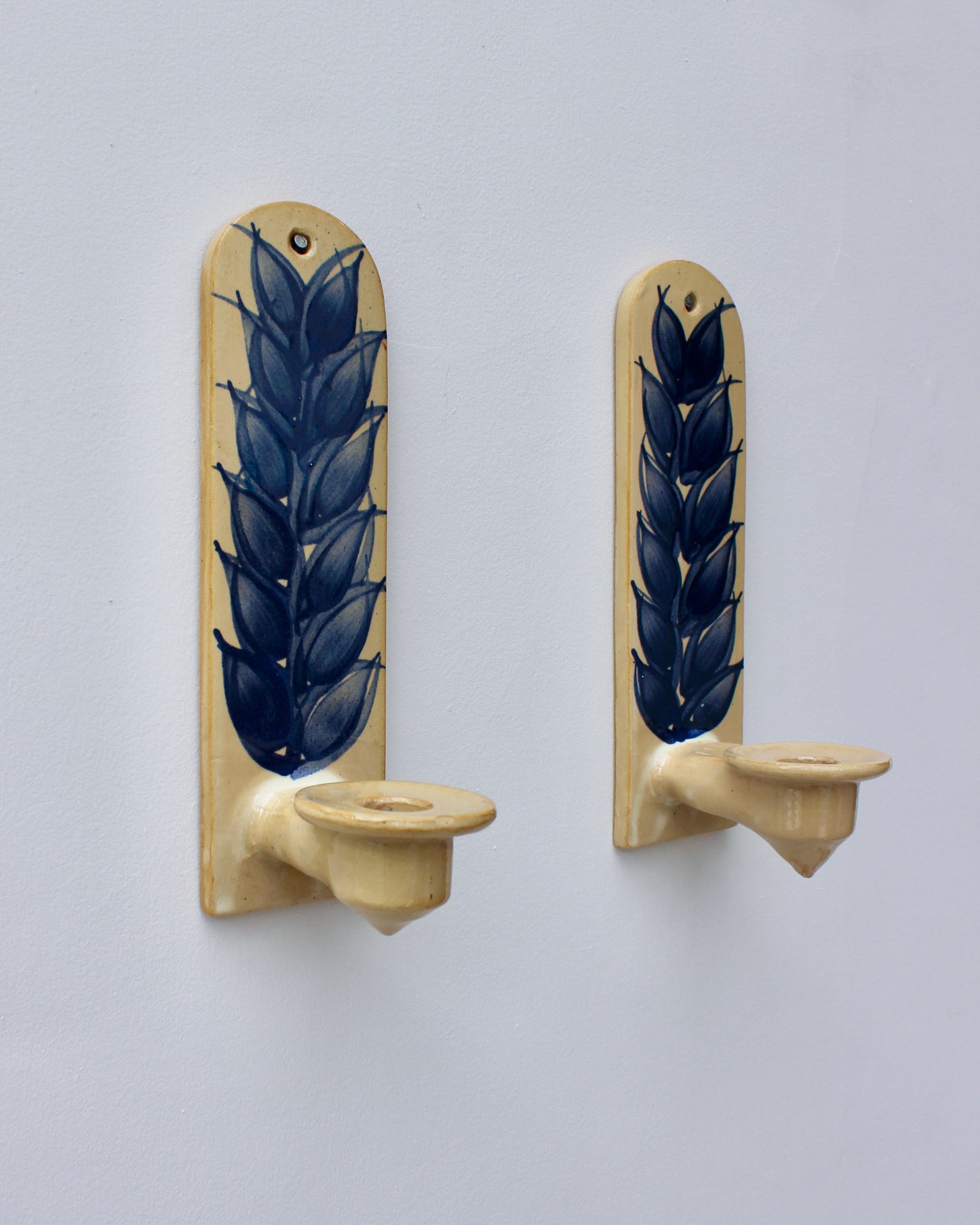 A Pair of Vintage Swedish Ceramic Candle Sconces