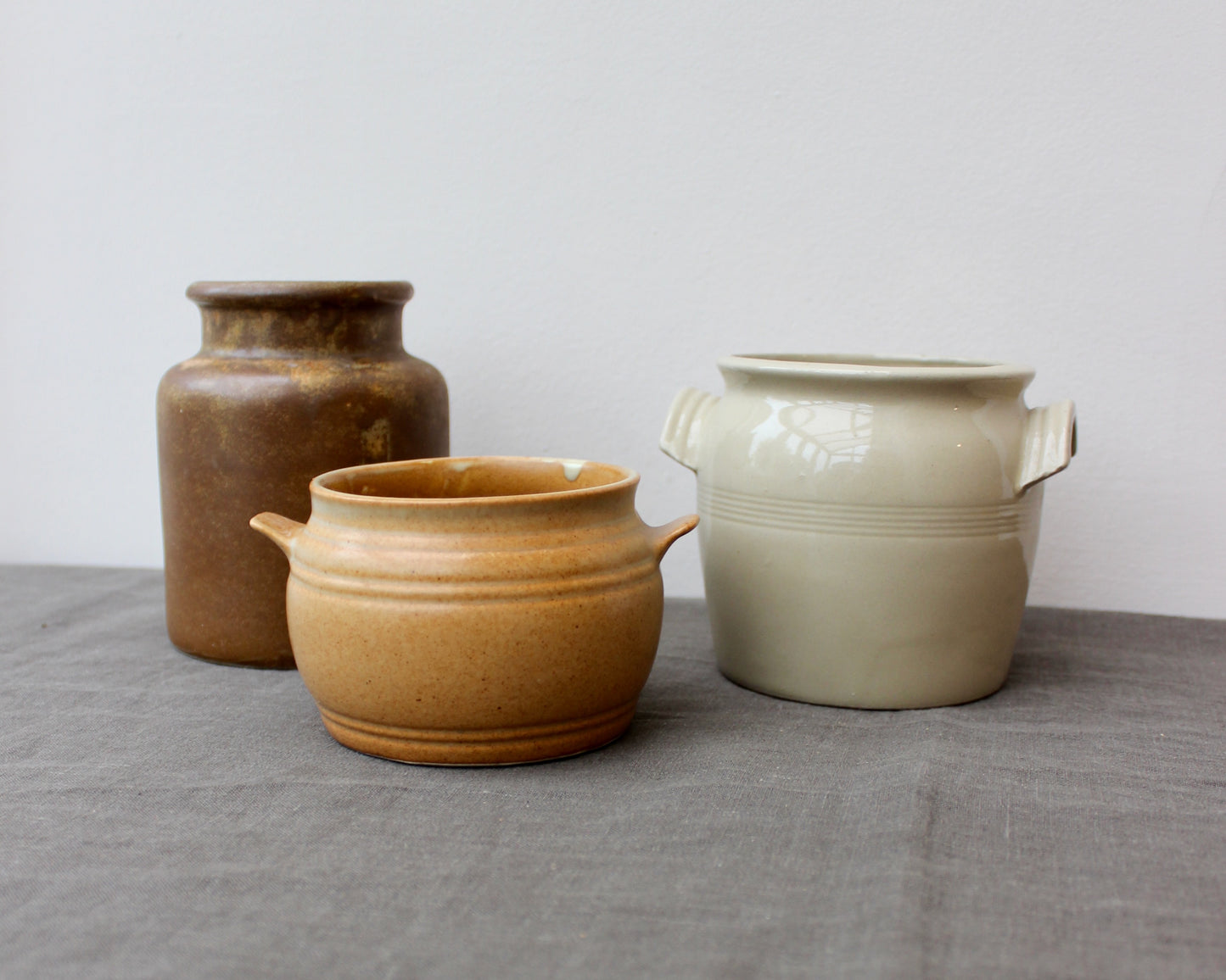 A Trio of Stoneware Pots