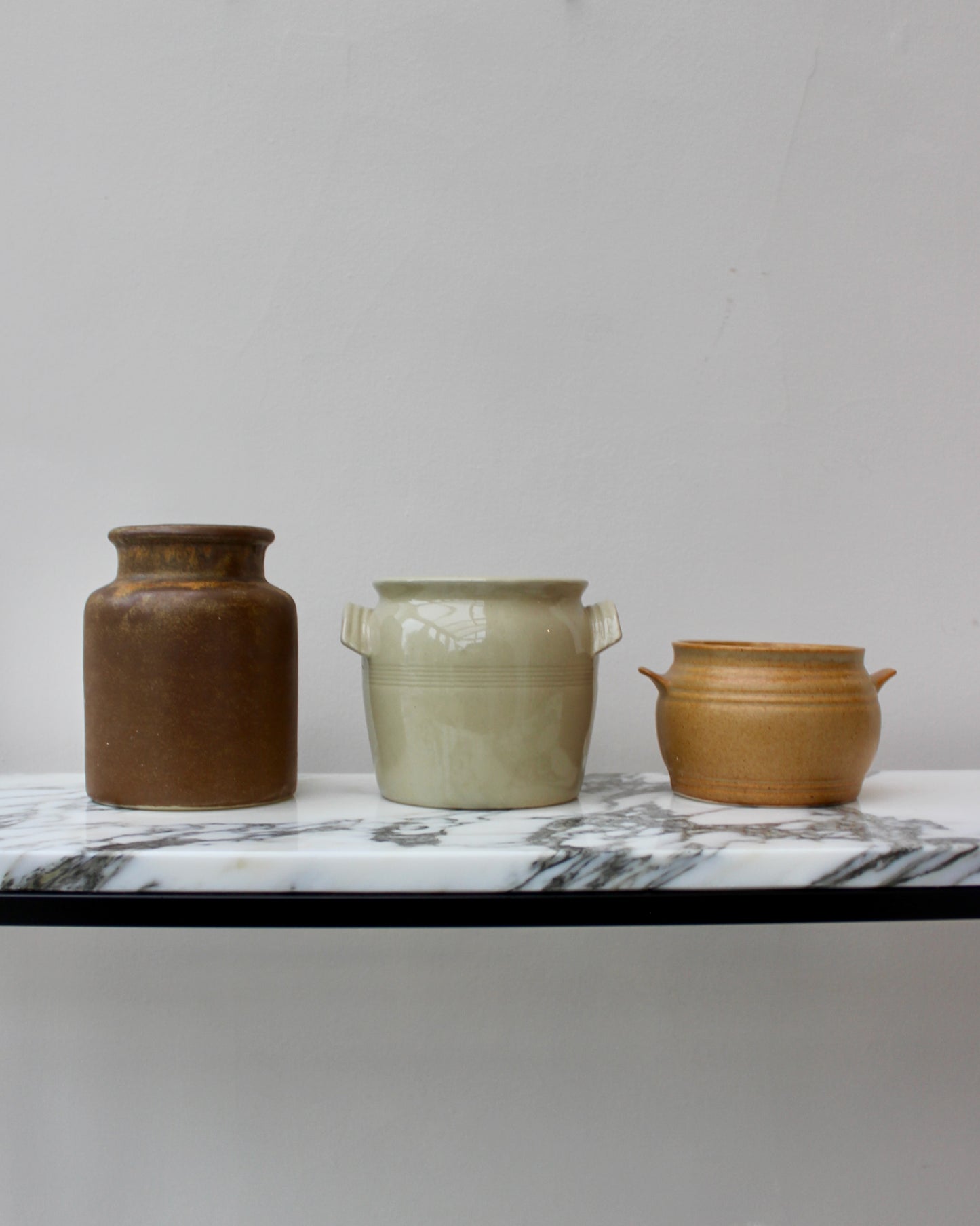A Trio of Stoneware Pots