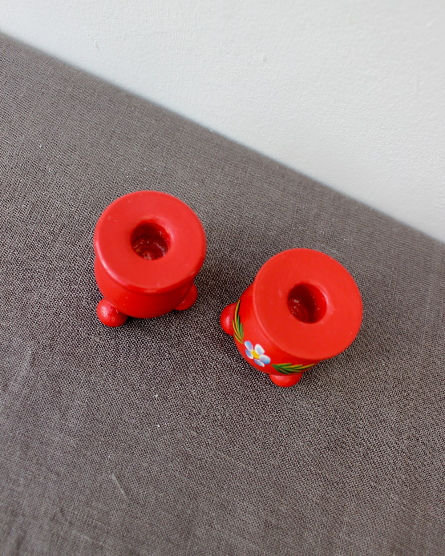 Pair of Small Swedish Christmas Candle Holders