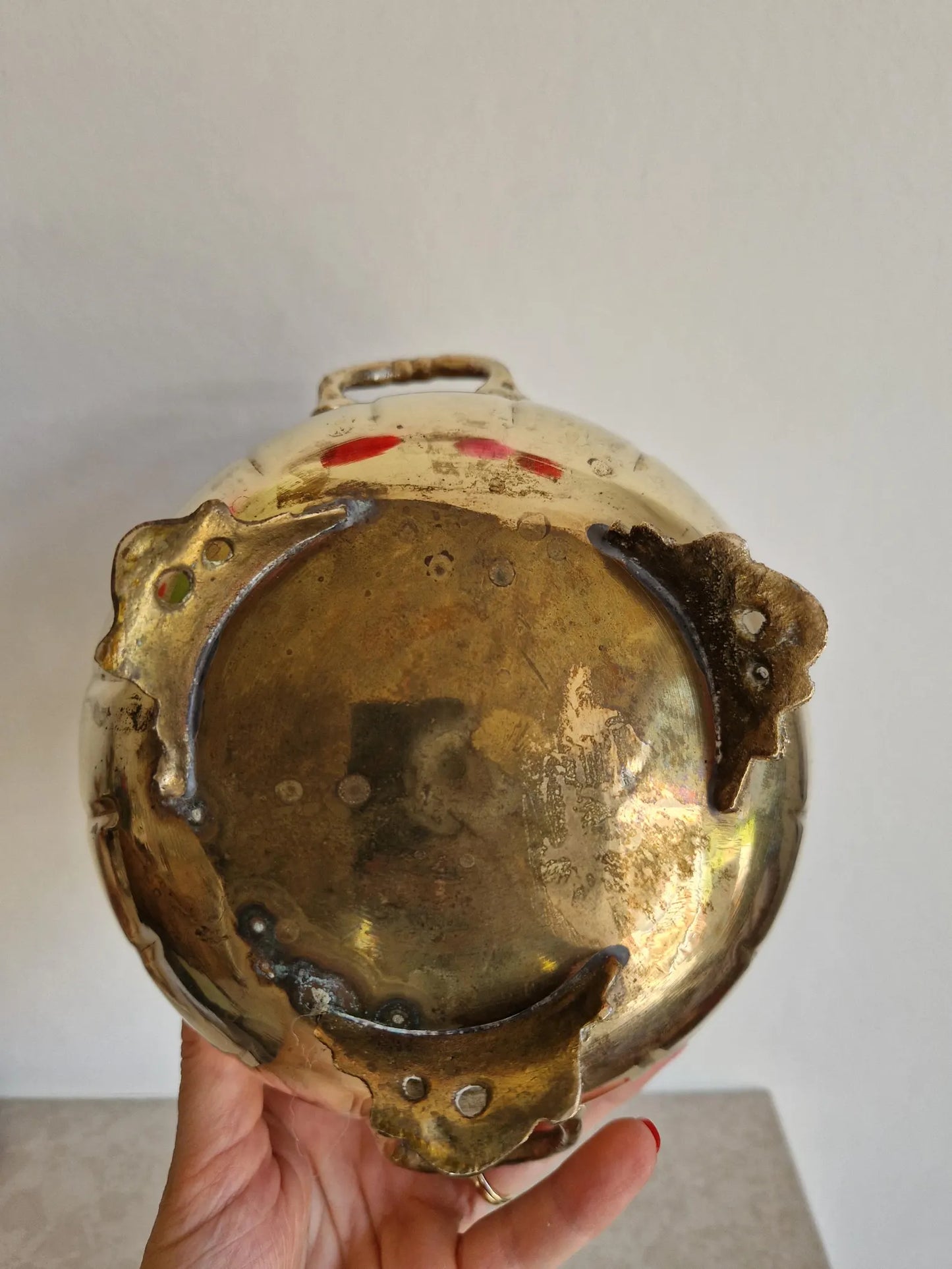 Antique Brass Footed Planter