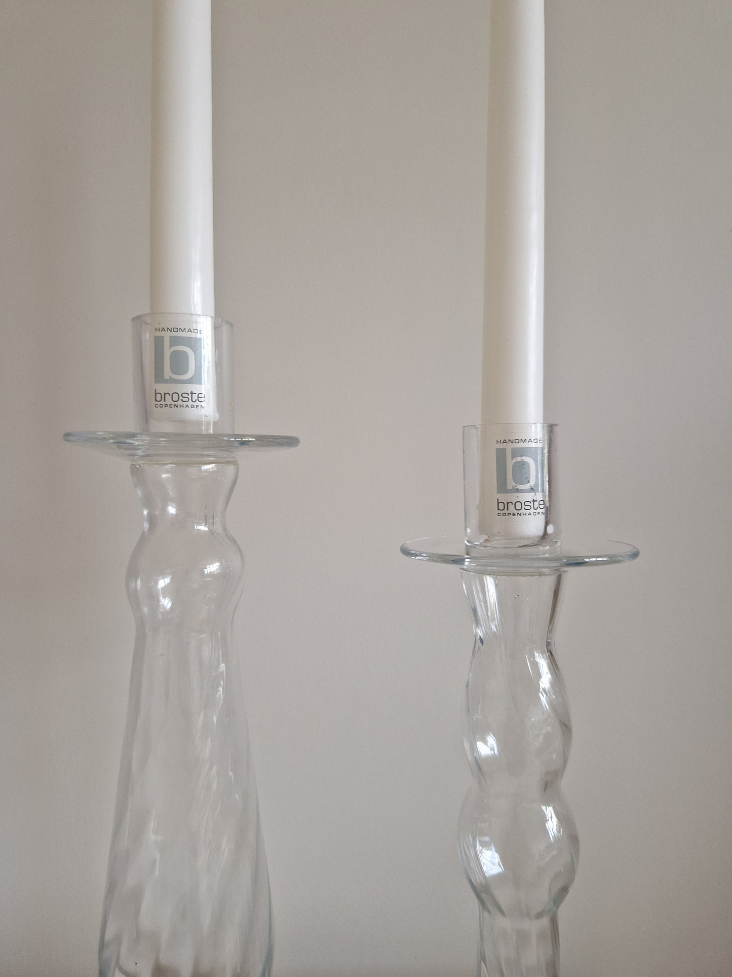 Pair Of Vintage Glass Candlesticks by Broste Copenhagen