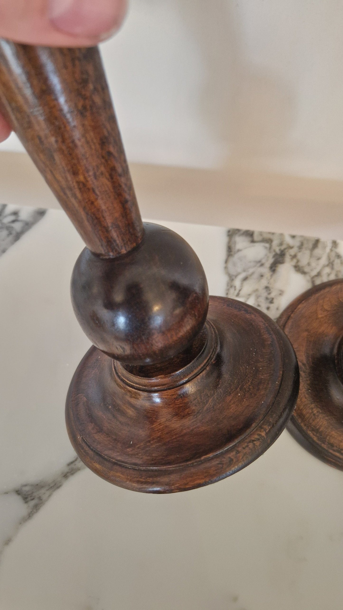 Art Deco Hand Turned Bobbin Candlesticks