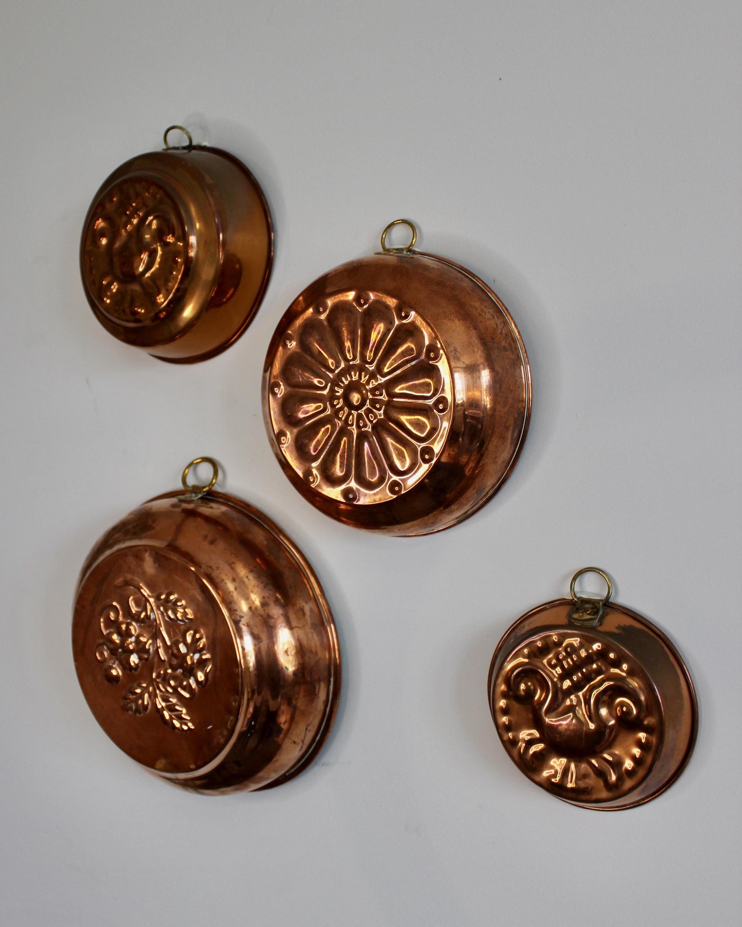 Set of Four Vintage Swedish Copper Moulds