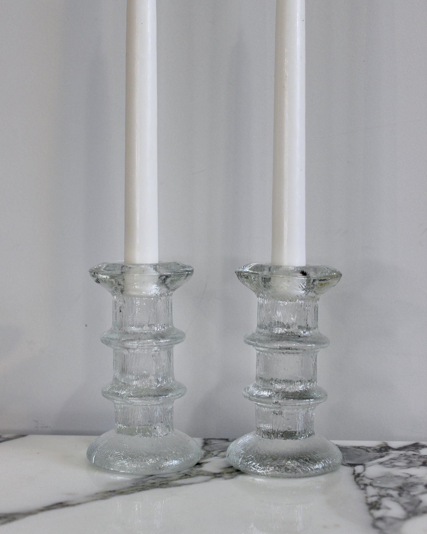 Pair of Vintage Art Glass Candlesticks