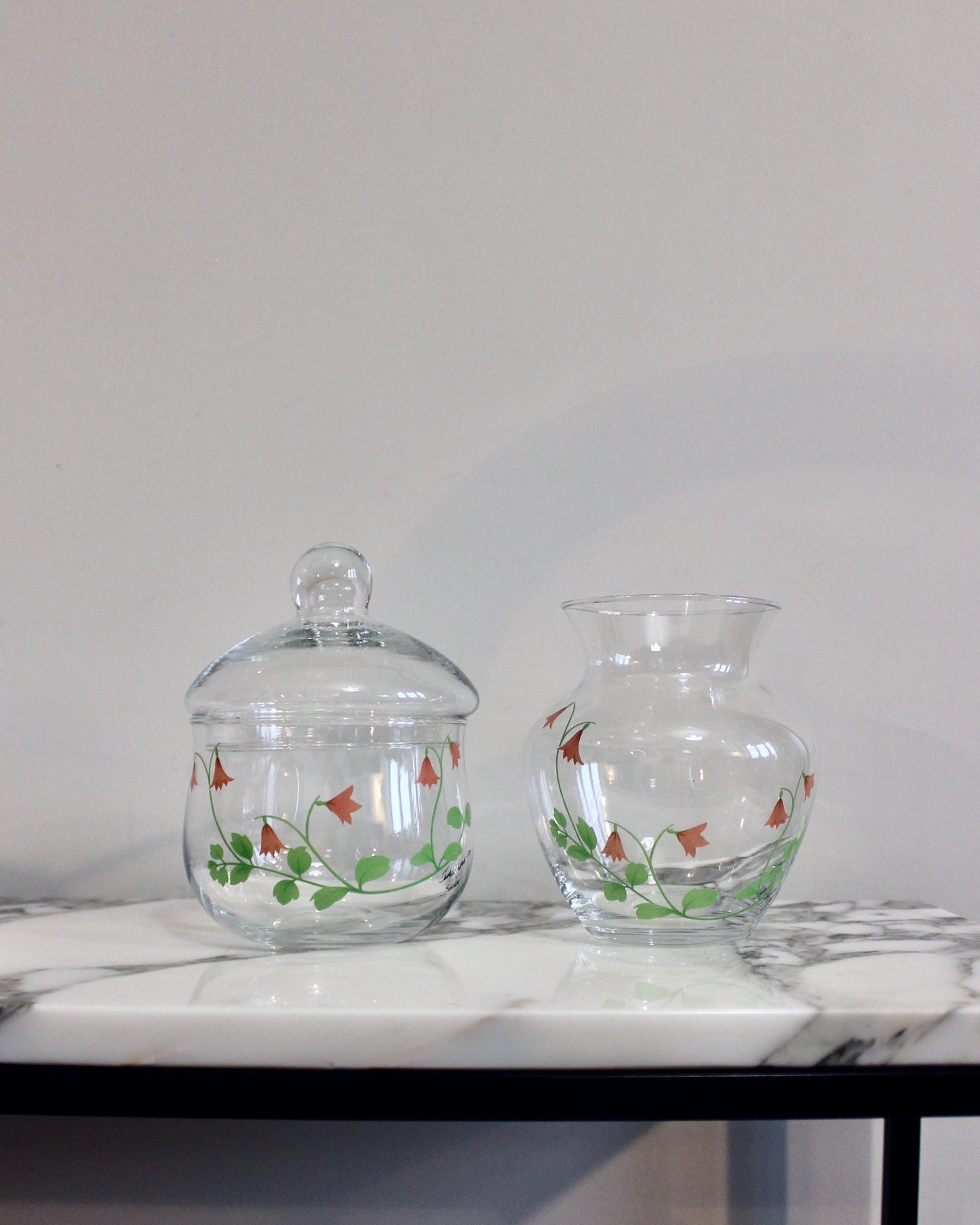 Kosta Boda Sweden Linnea Vase and Pot with Lid