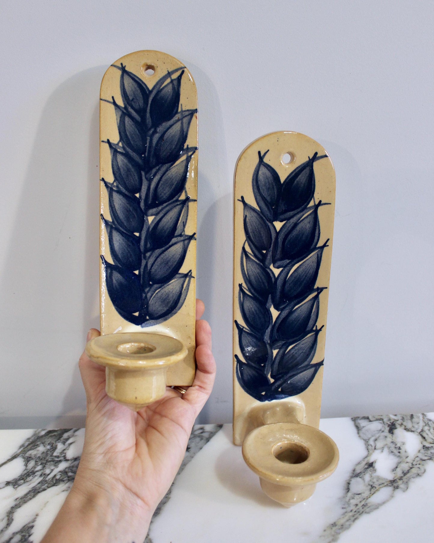 A Pair of Vintage Swedish Ceramic Candle Sconces