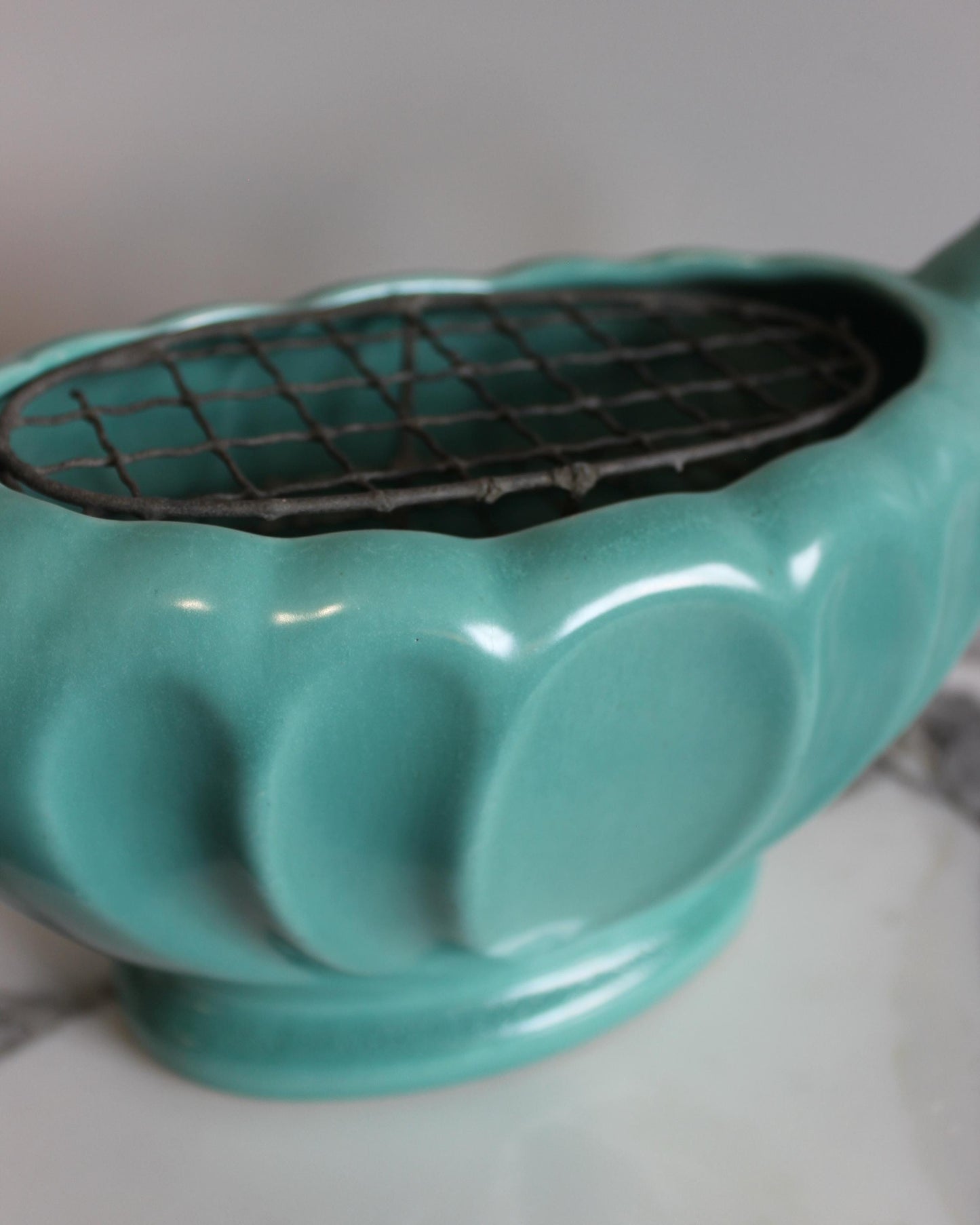 Vintage Blue Scallop Mantle Vase