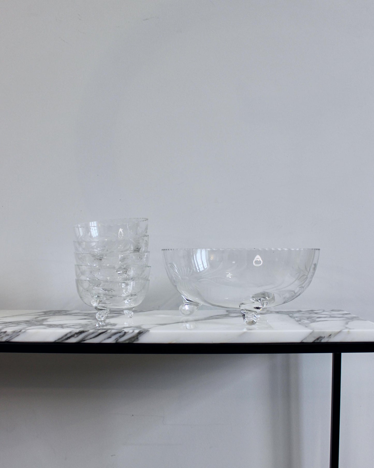 Etched Glass Serving Bowls