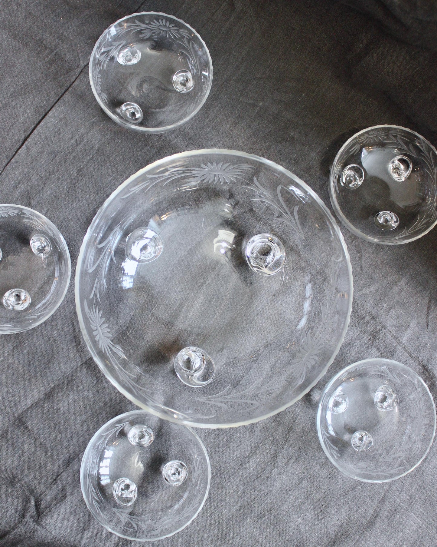 Etched Glass Serving Bowls