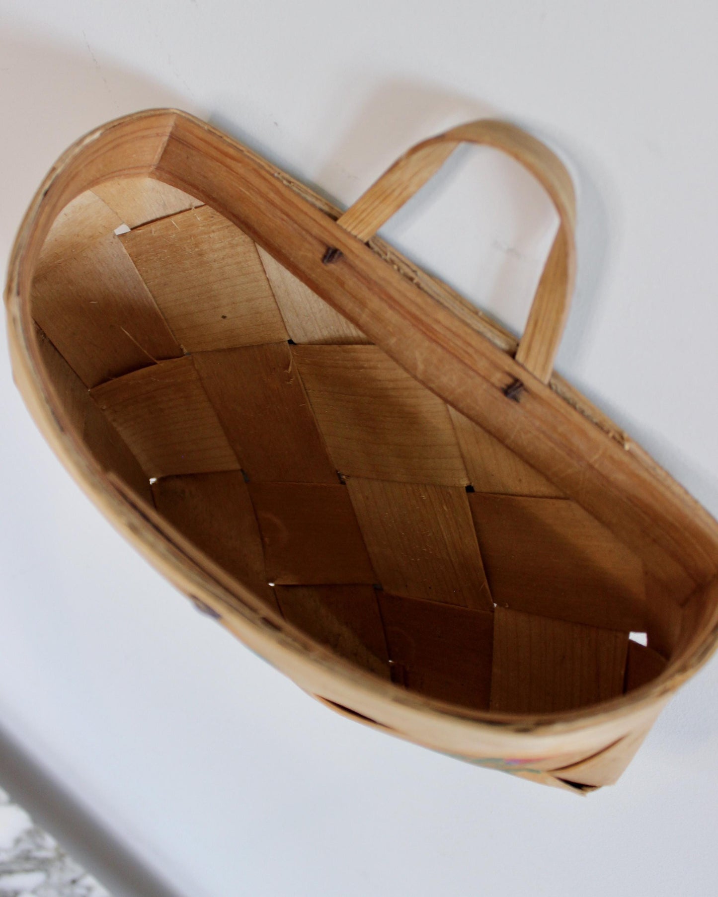 Vintage Swedish Woven Wall Hanging Basket