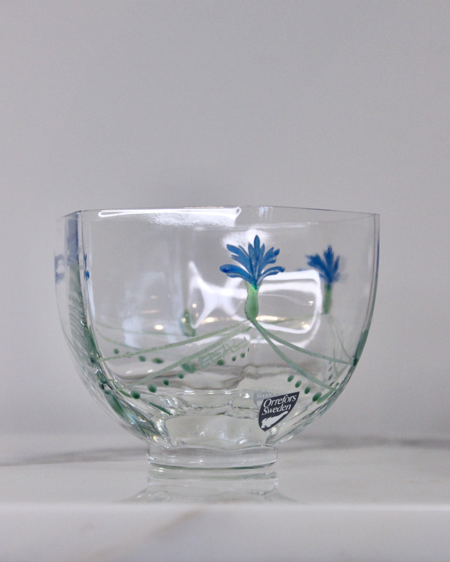 Orrefors Sweden Hand Painted Glass Bowl