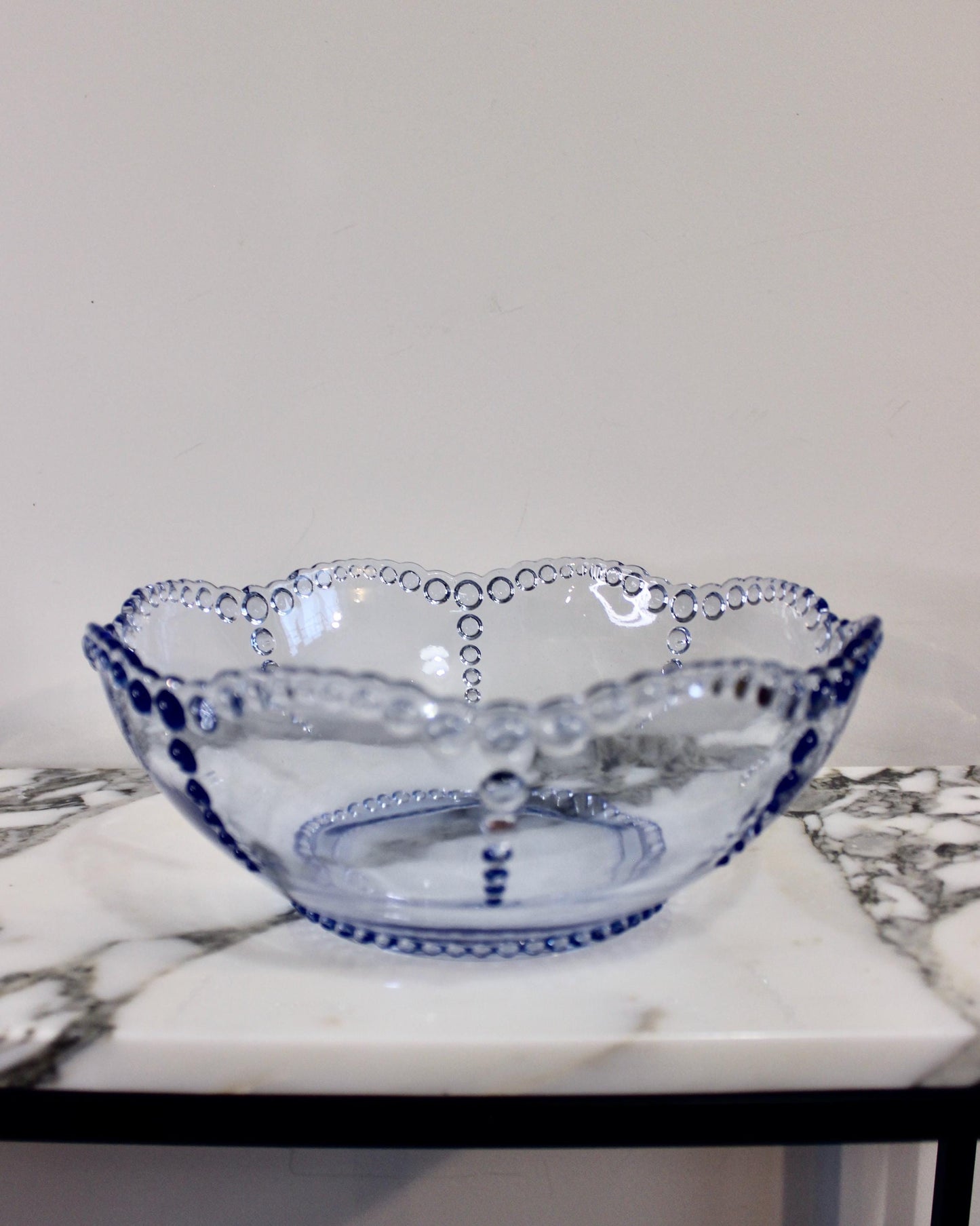 A Set of Blue Beaded Edge Serveware