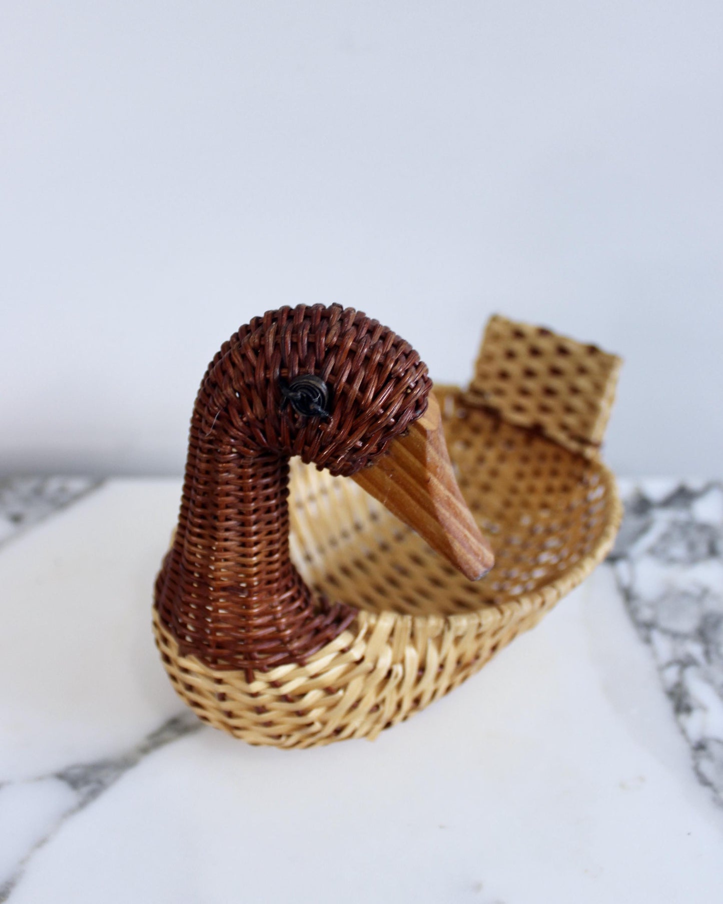 Small Vintage Wicker Duck Nursery Decor