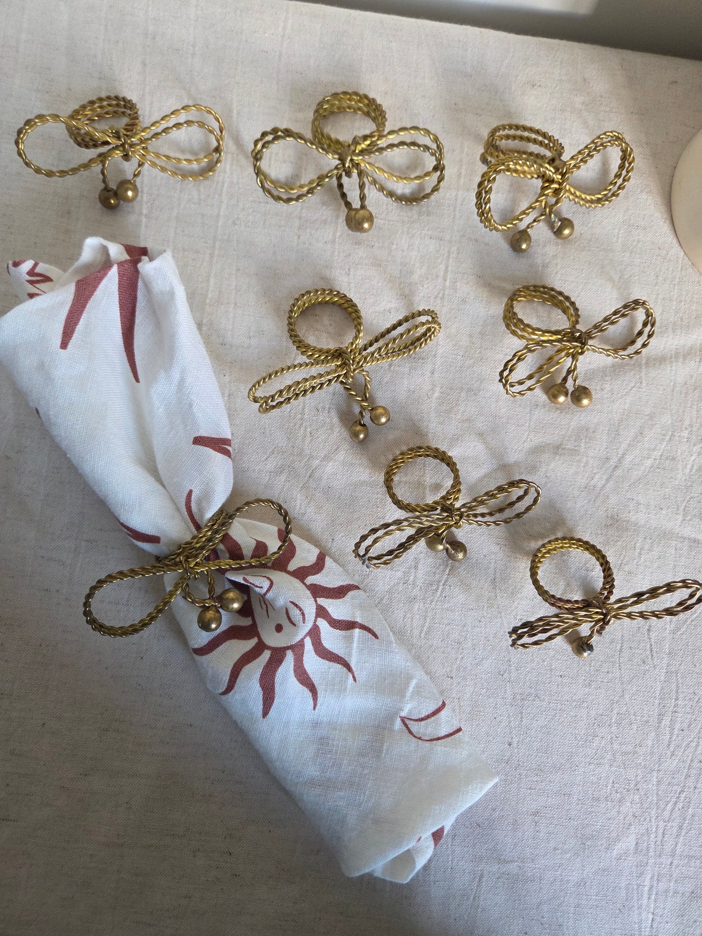 8 Twist Brass Bows Vintage Napkin Rings
