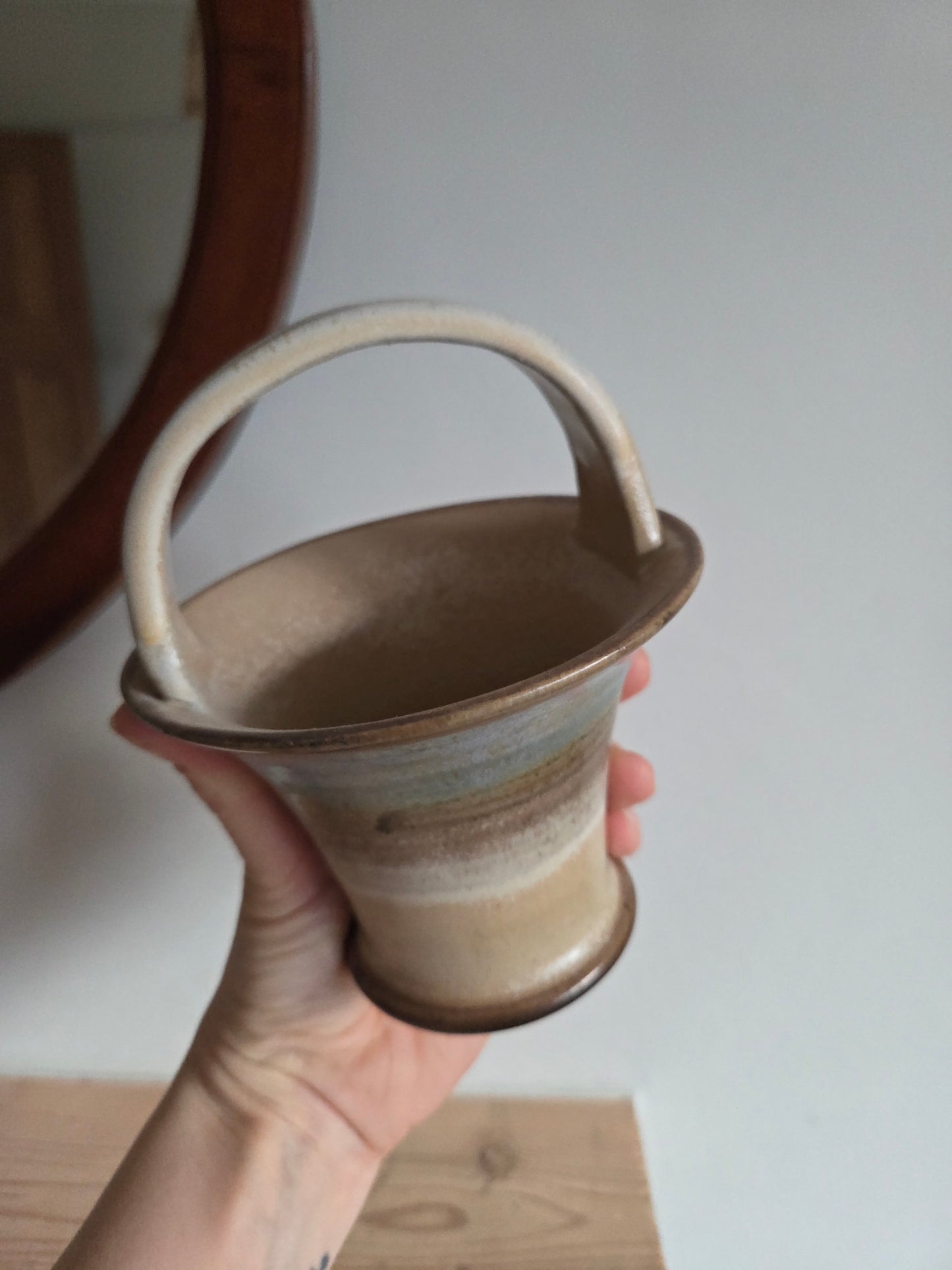 Small Basket Vase with Ombre Drip Glaze