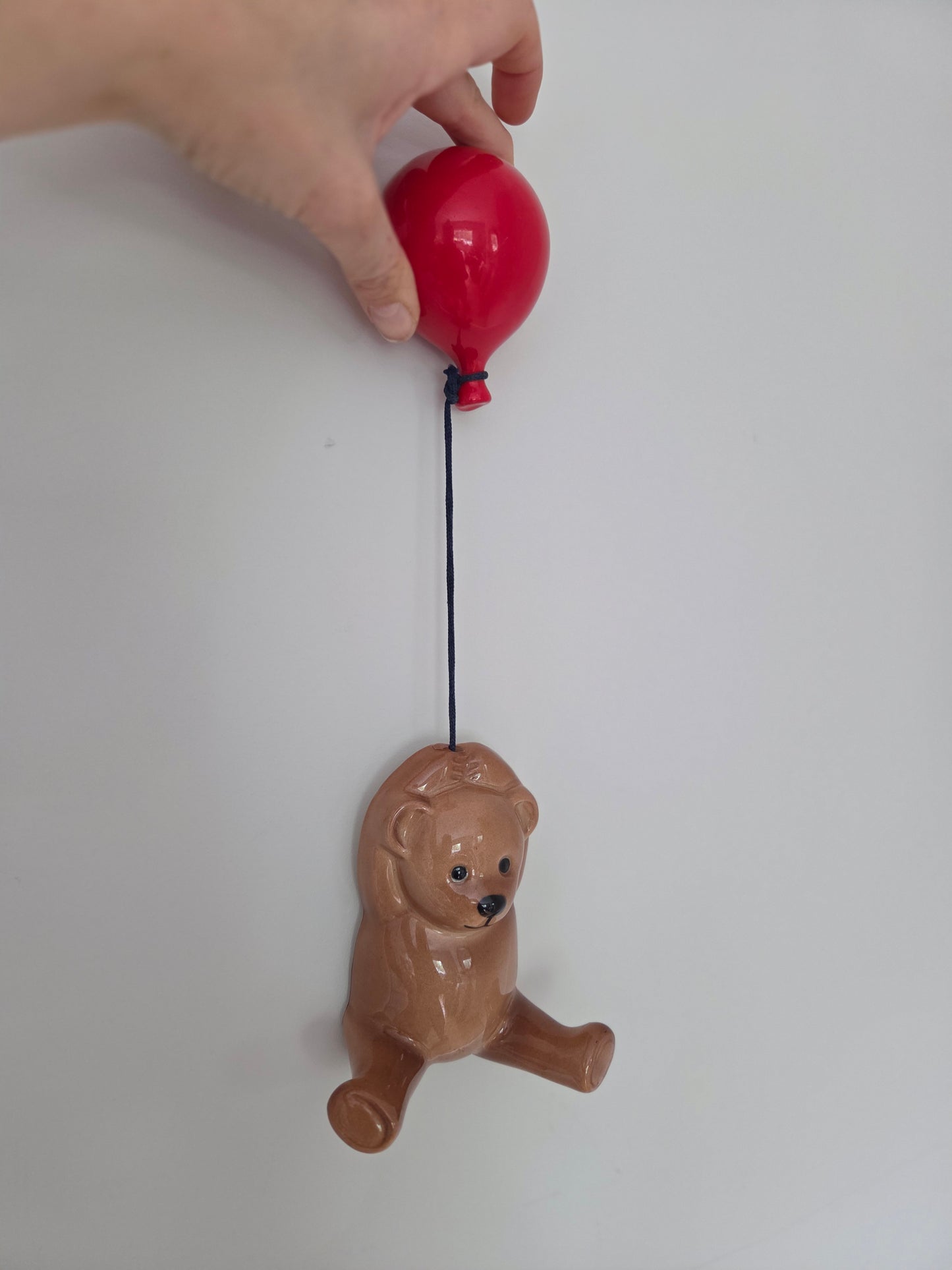 Vintage Wall Hanging Bear with Red Balloon