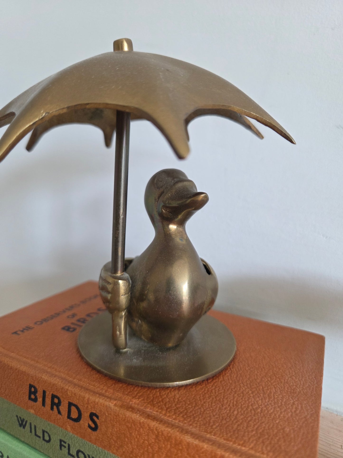 Vintage Brass Ducks with Umbrellas