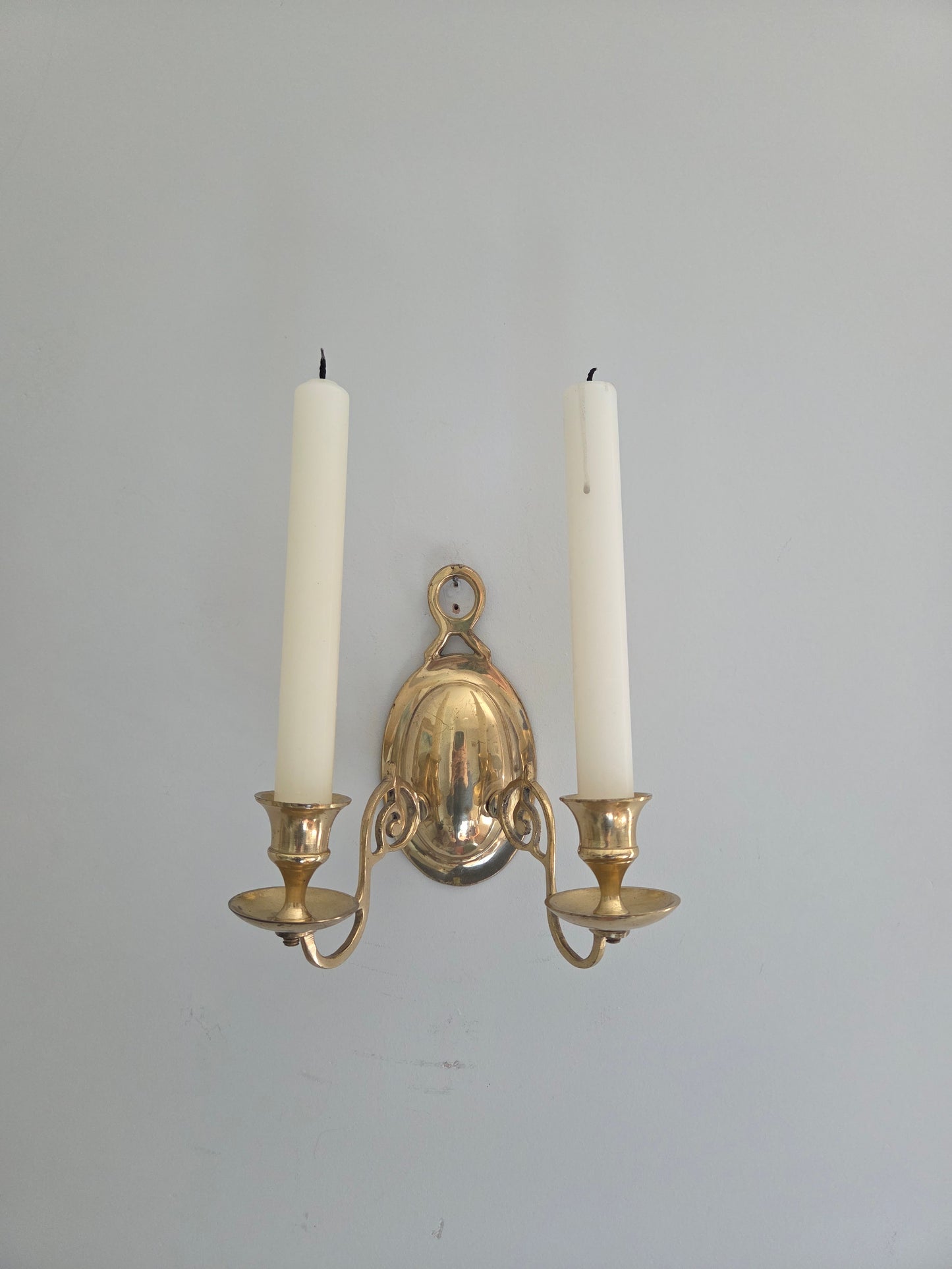 Pair of Vintage Brass Double Sconces
