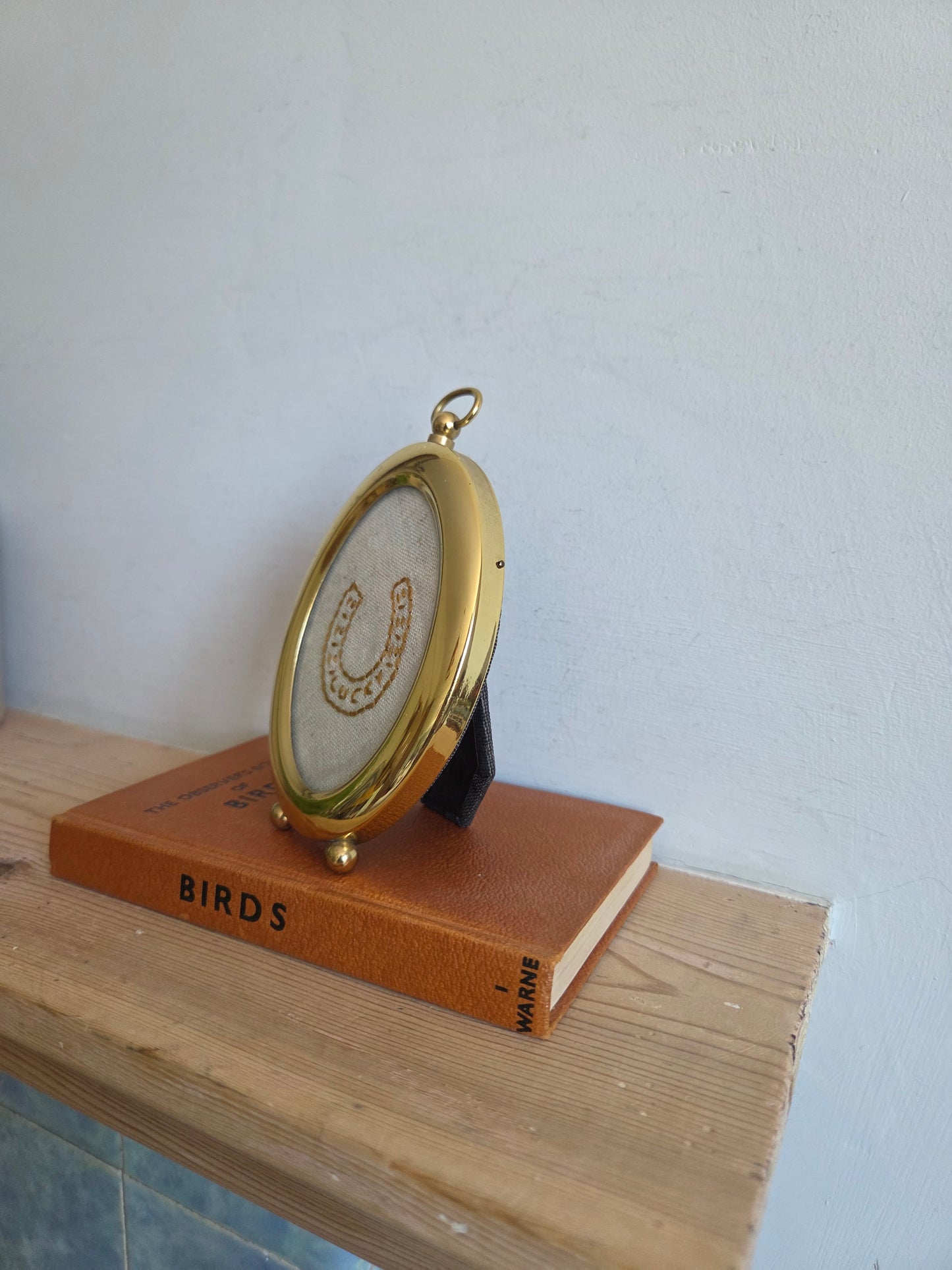 Vintage Brass Frame with Lucky Horse Shoe Embroidery 02