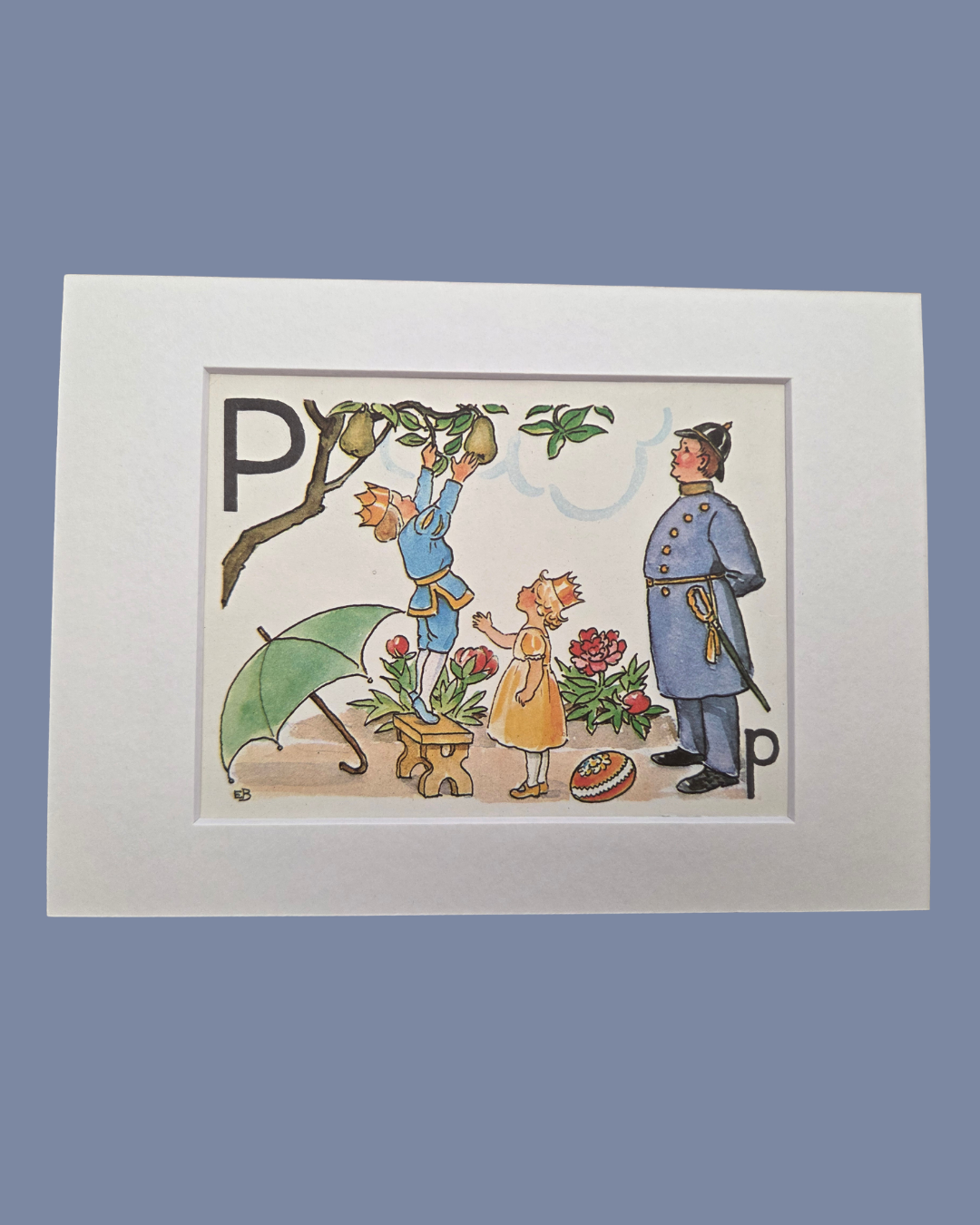 Framed Vintage Swedish Children's Alphabet Illustration by Elsa Beskow