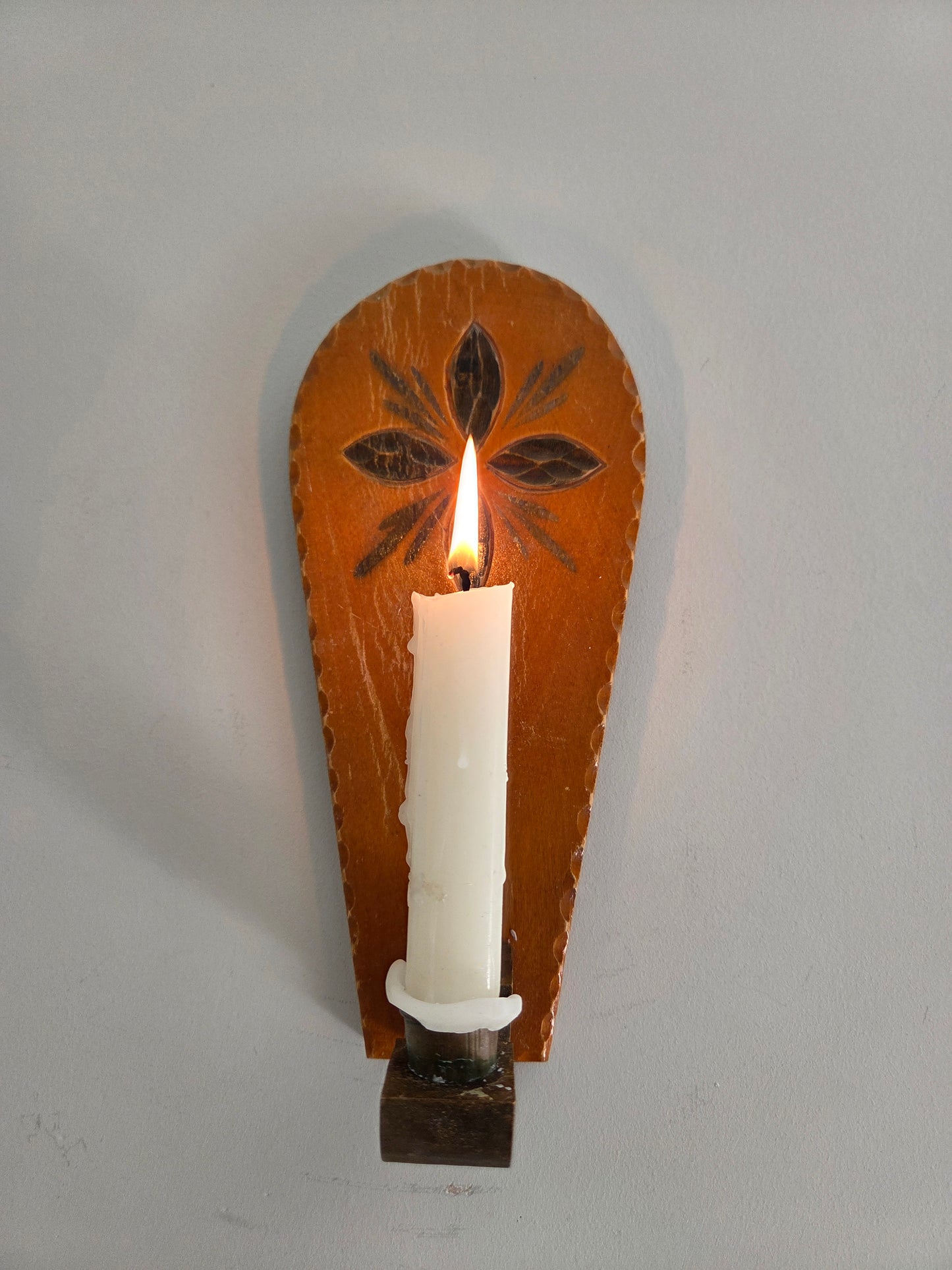 Vintage Swedish Wooden Candle Sconces