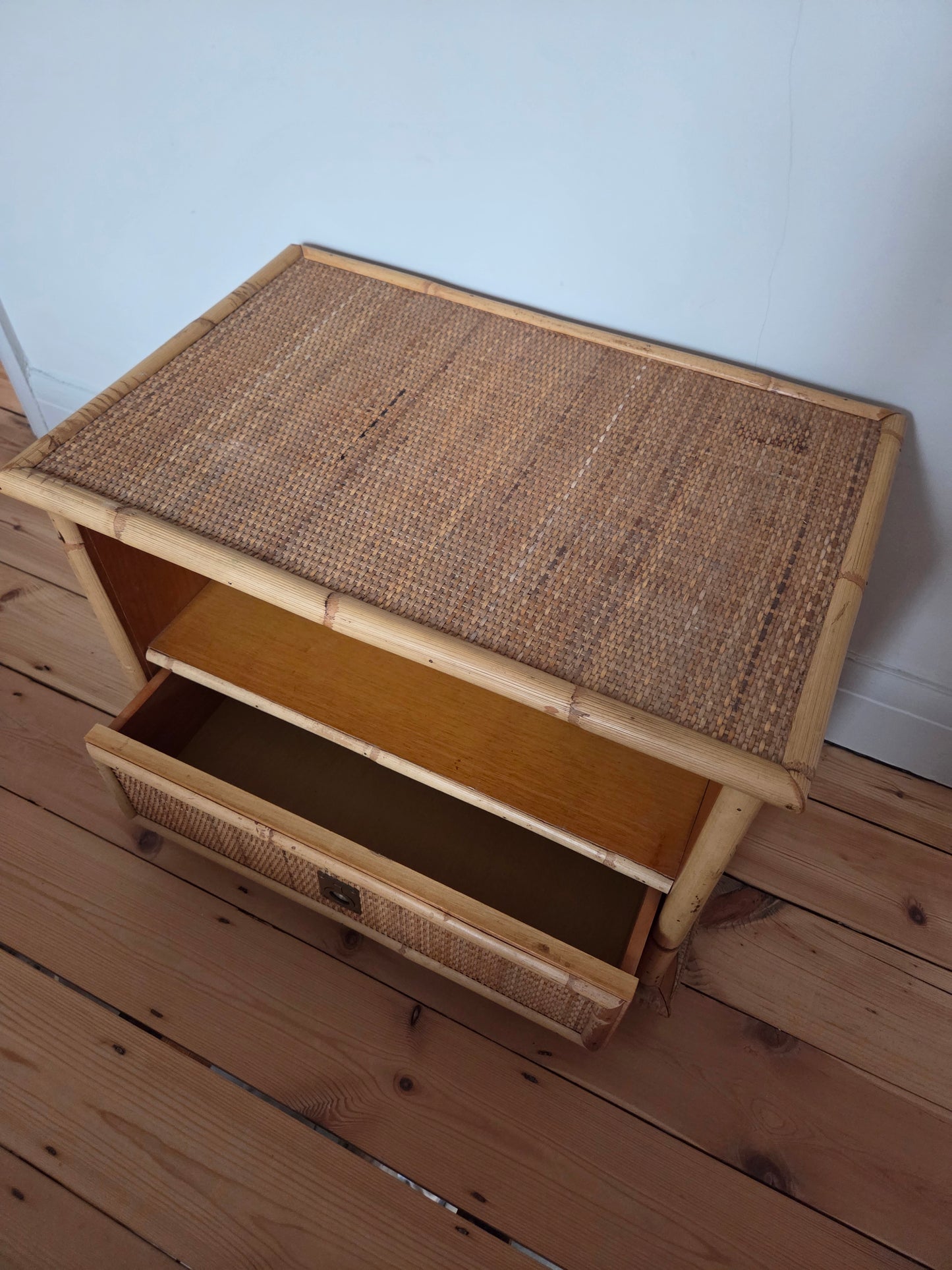 Vintage Rattan Dal Vera Bedside Table