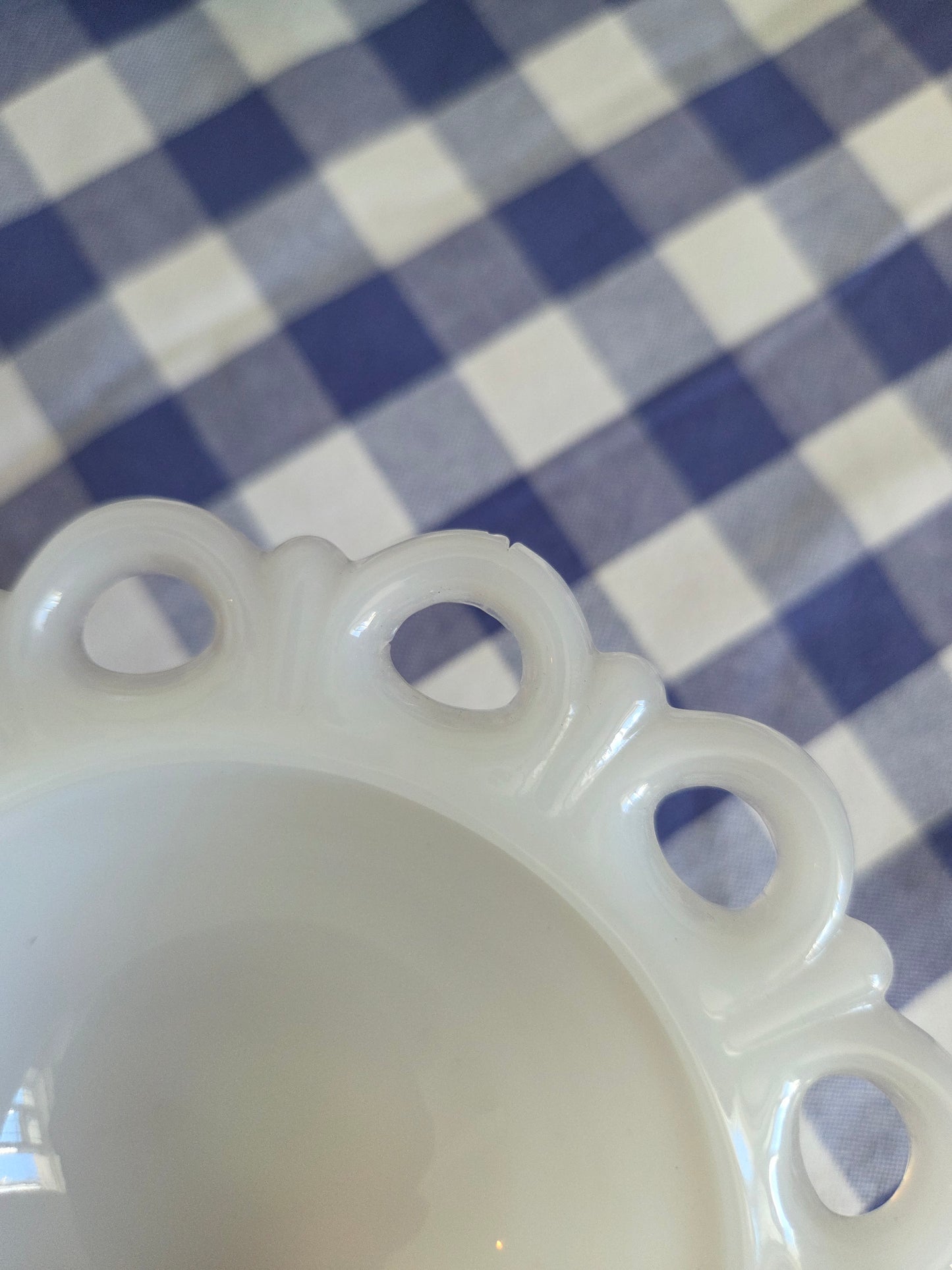 A Pair of Vintage Milk Glass Pedestal Dishes by Anchor Hocking
