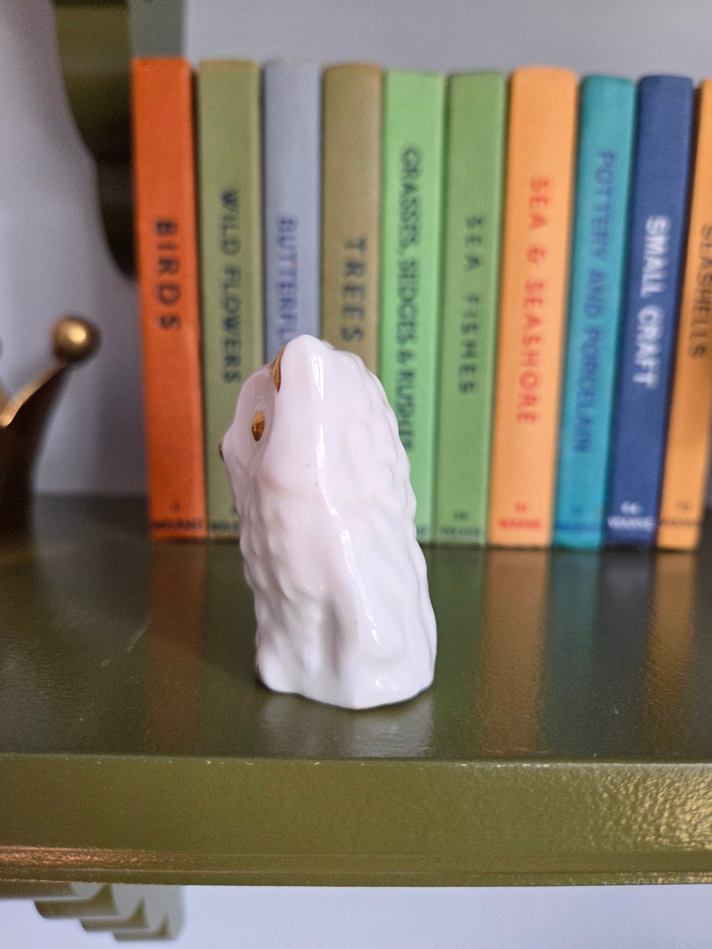 Small Ceramic Owl Ornament with Gold Detail