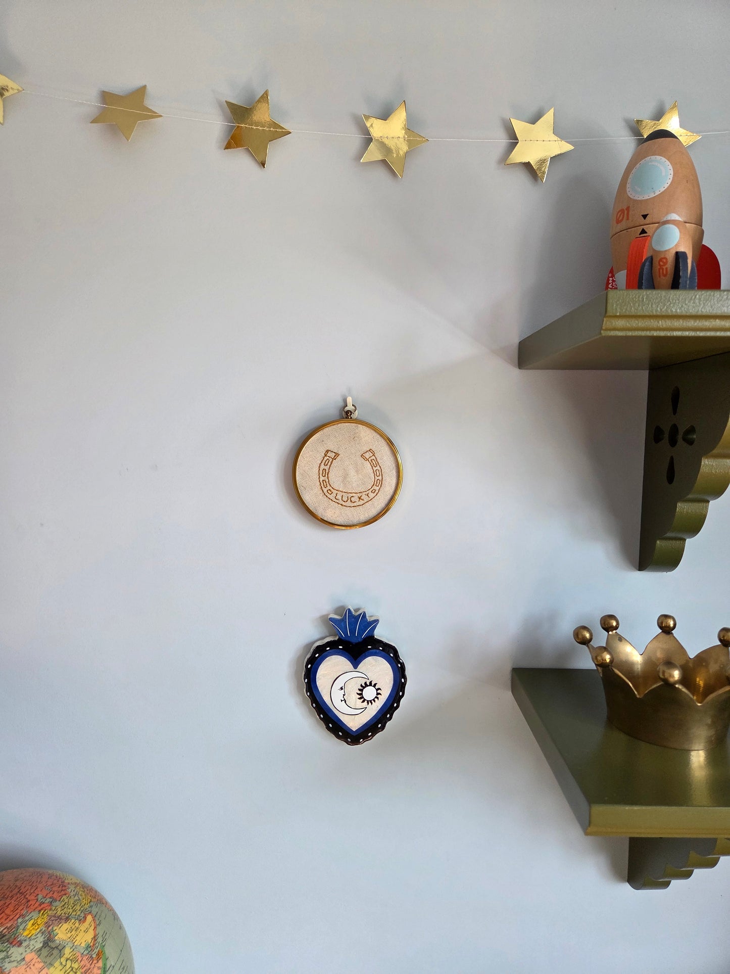 Vintage Brass Frame with Embroidery