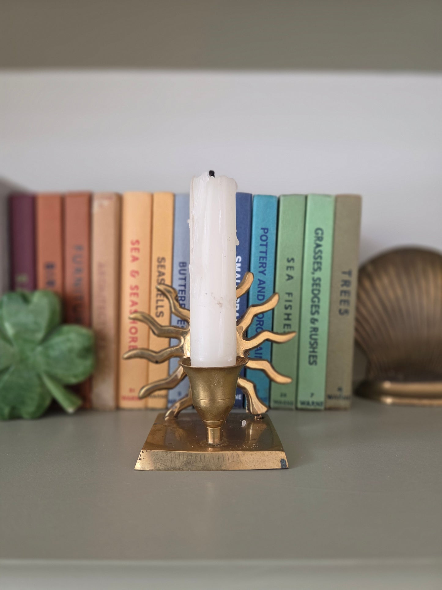 Vintage brass sun candle holder