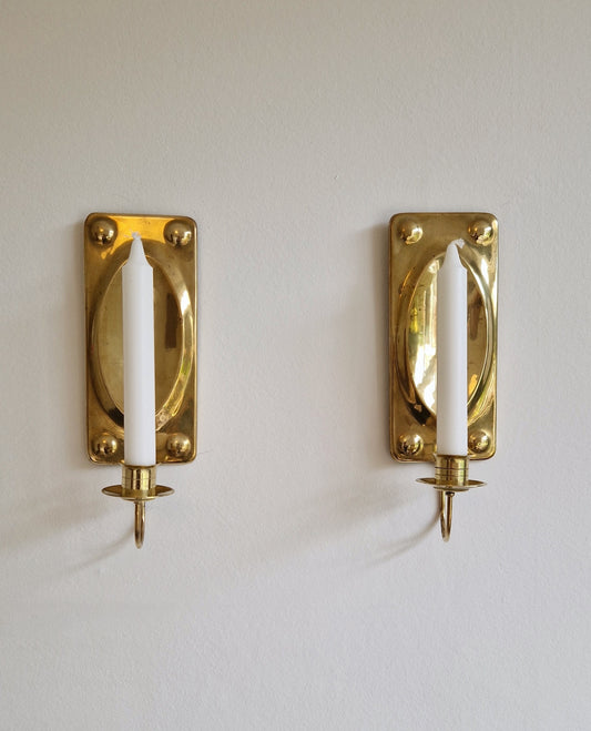 Pair of Mid-Century Swedish Brass Sconces