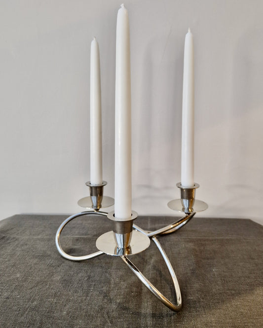 Silver Triple Candle Holder Centerpiece