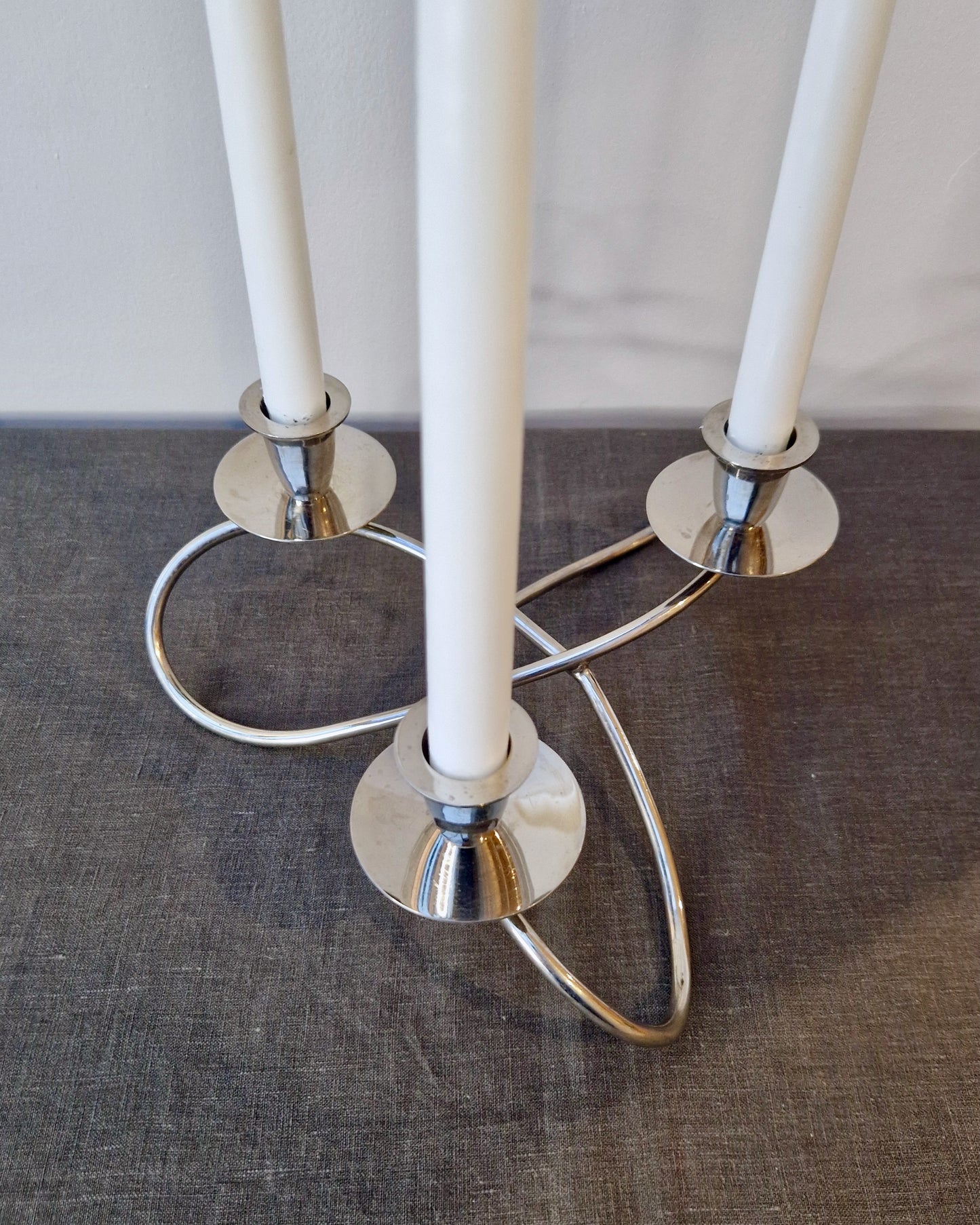 Silver Triple Candle Holder Centerpiece