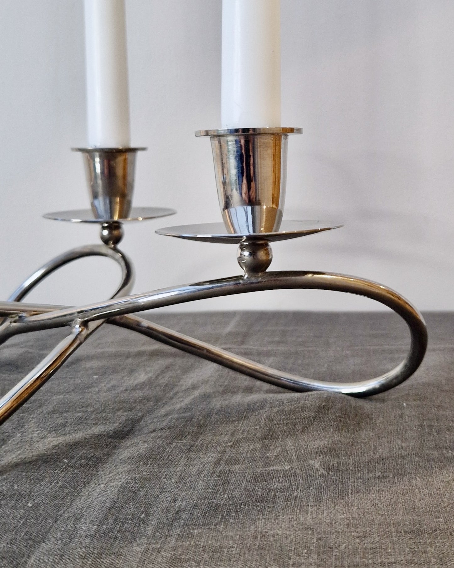 Silver Triple Candle Holder Centerpiece