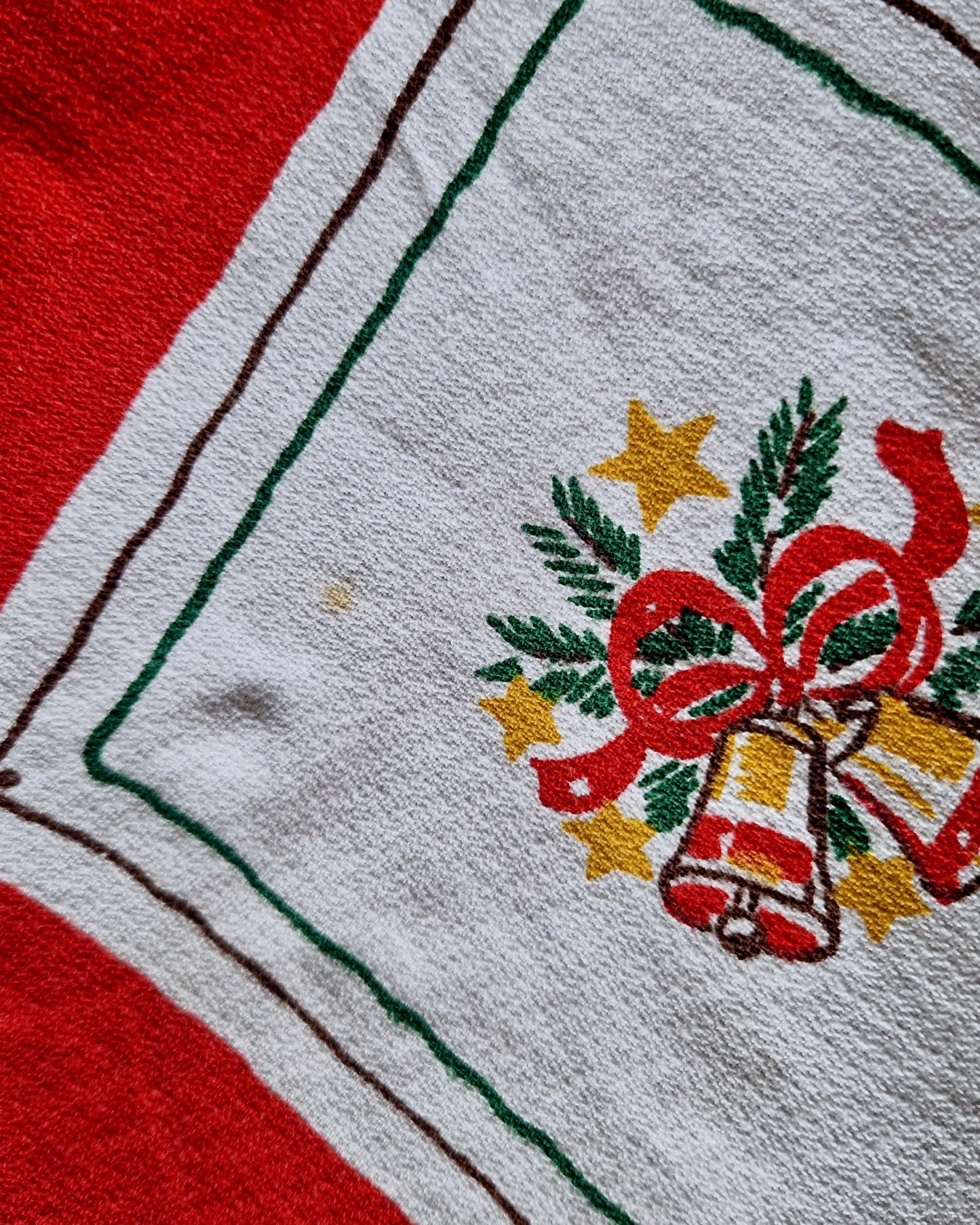 Vintage Swedish Christmas Tablecloth - White and Red