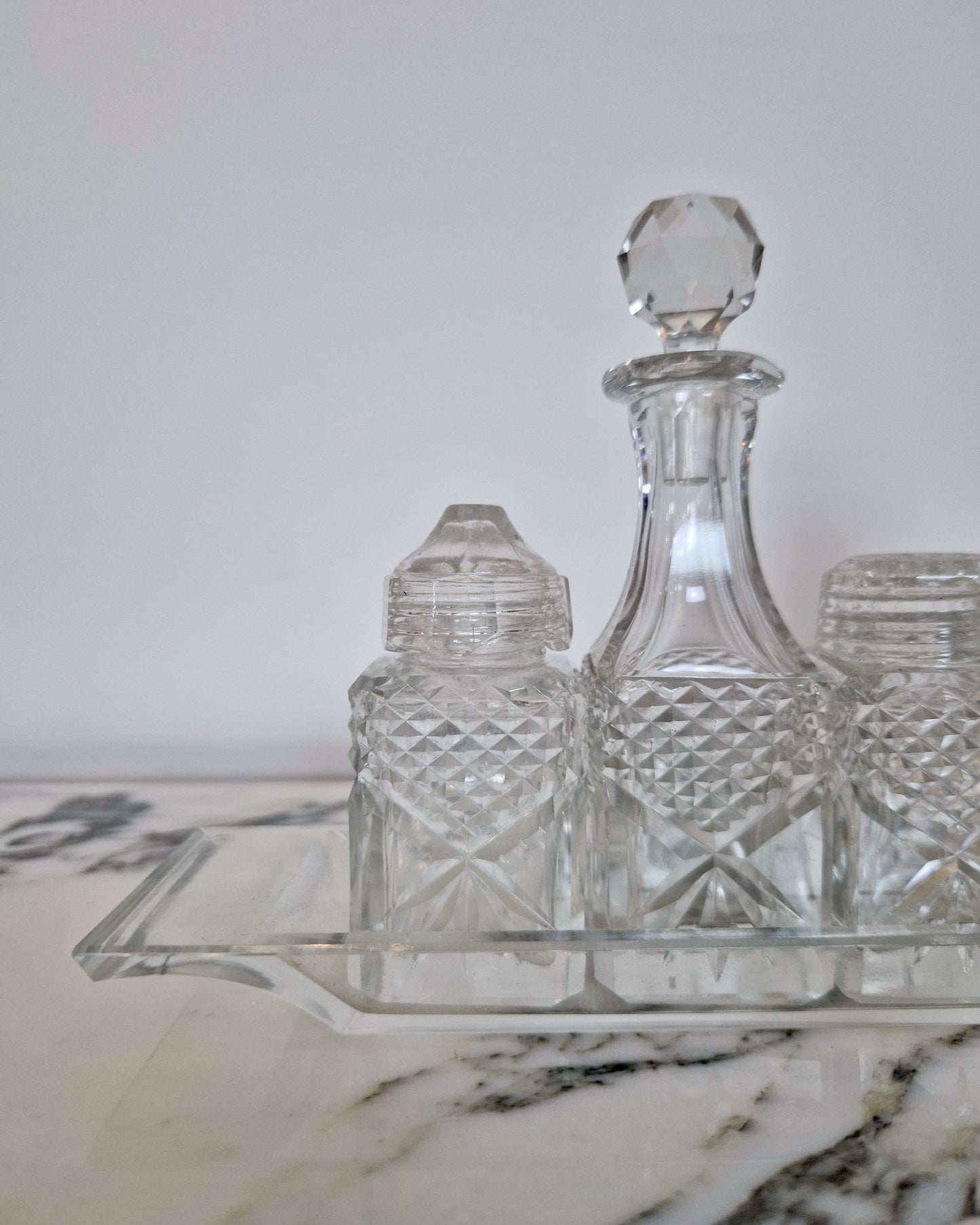 Vintage Glass Condiment Set