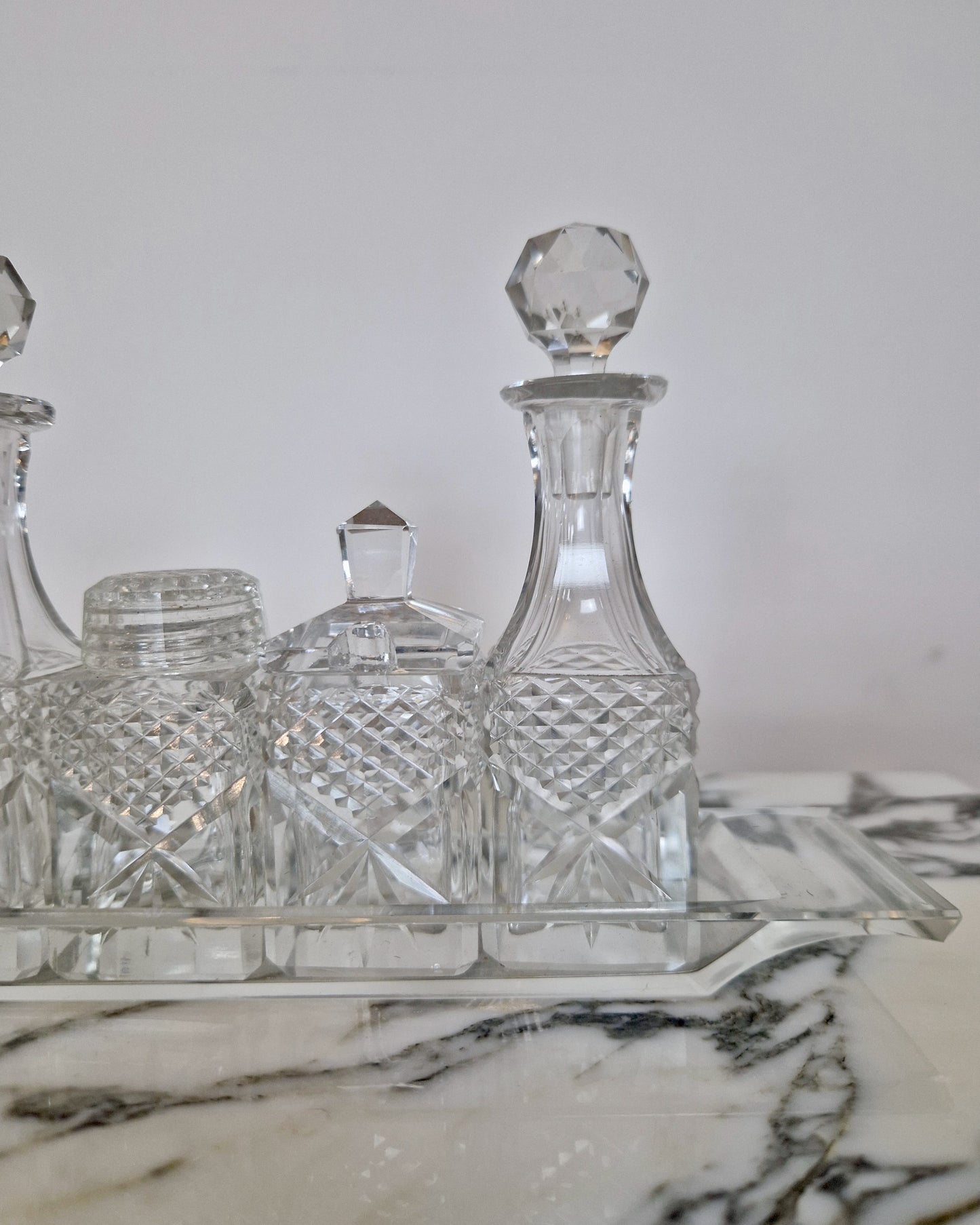 Vintage Glass Condiment Set