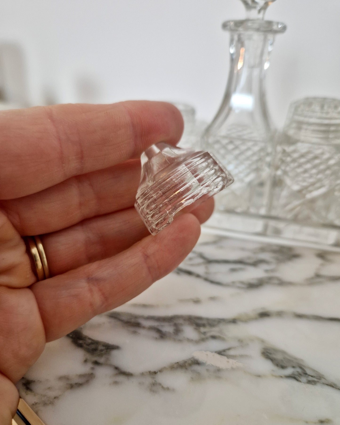 Vintage Glass Condiment Set