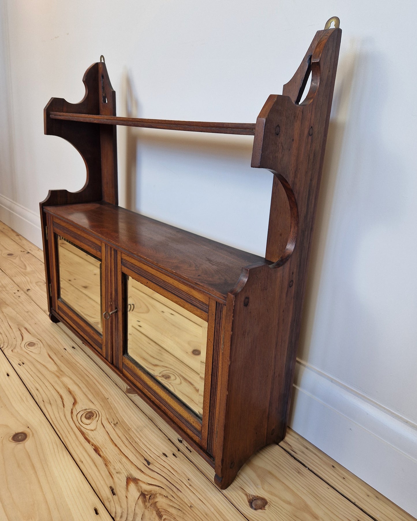 Antique Mahogany Mirrored Wall Cabinet