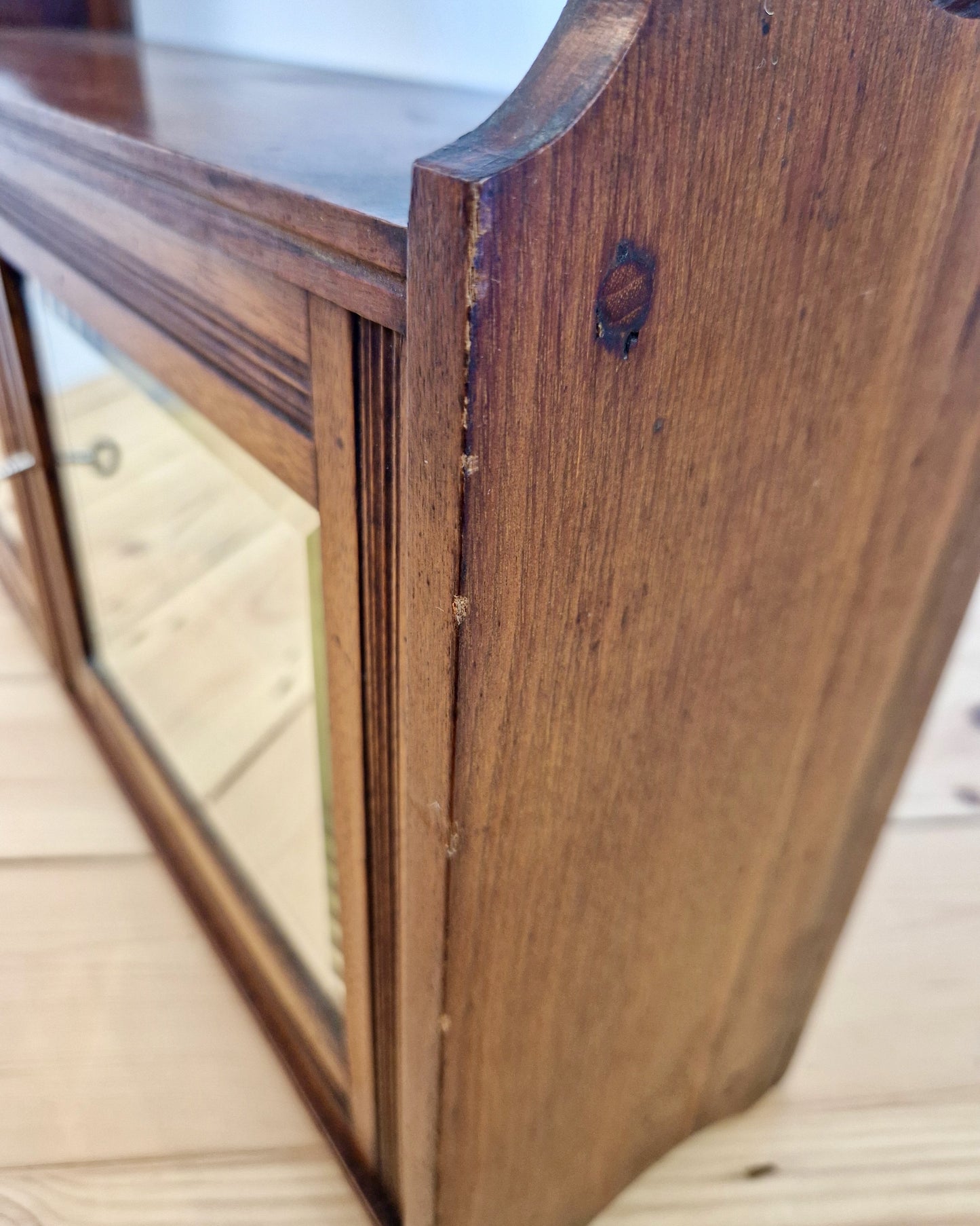 Antique Mahogany Mirrored Wall Cabinet