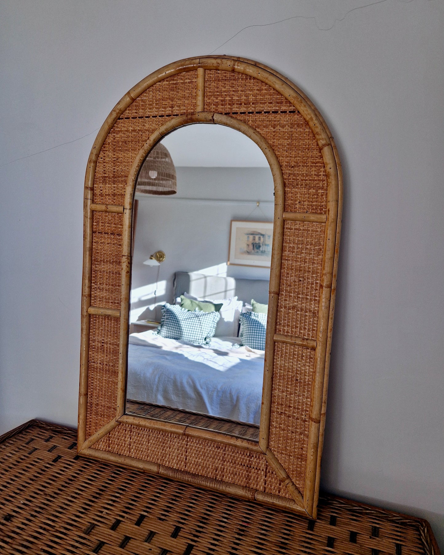 Vintage Wicker Rattan Mirror