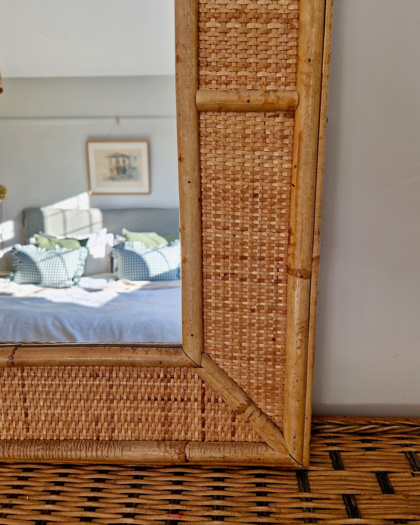 Vintage Wicker Rattan Mirror