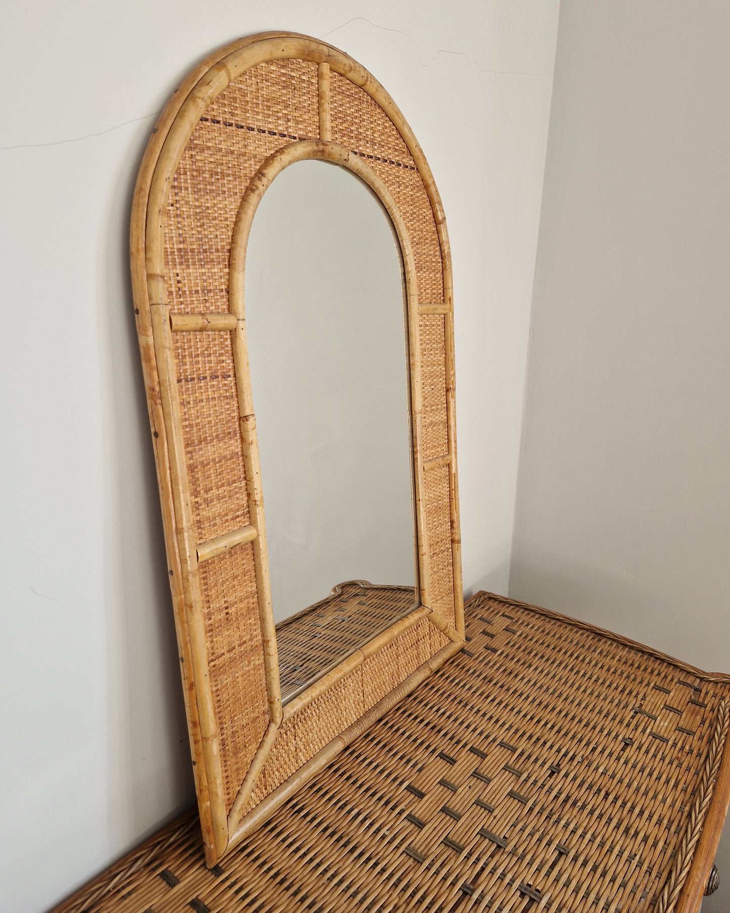 Vintage Wicker Rattan Mirror
