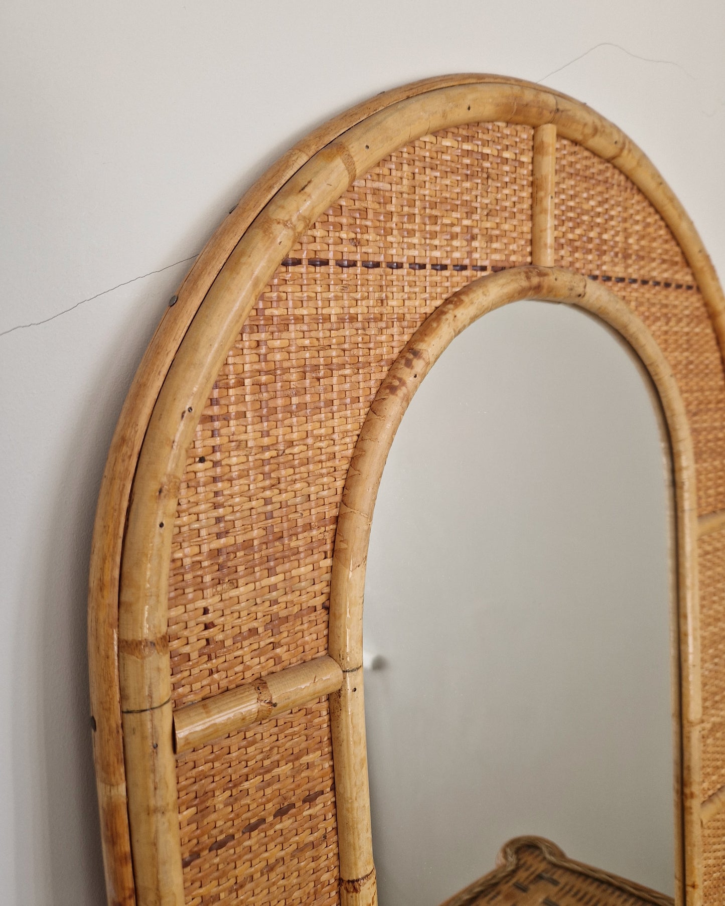 Vintage Wicker Rattan Mirror