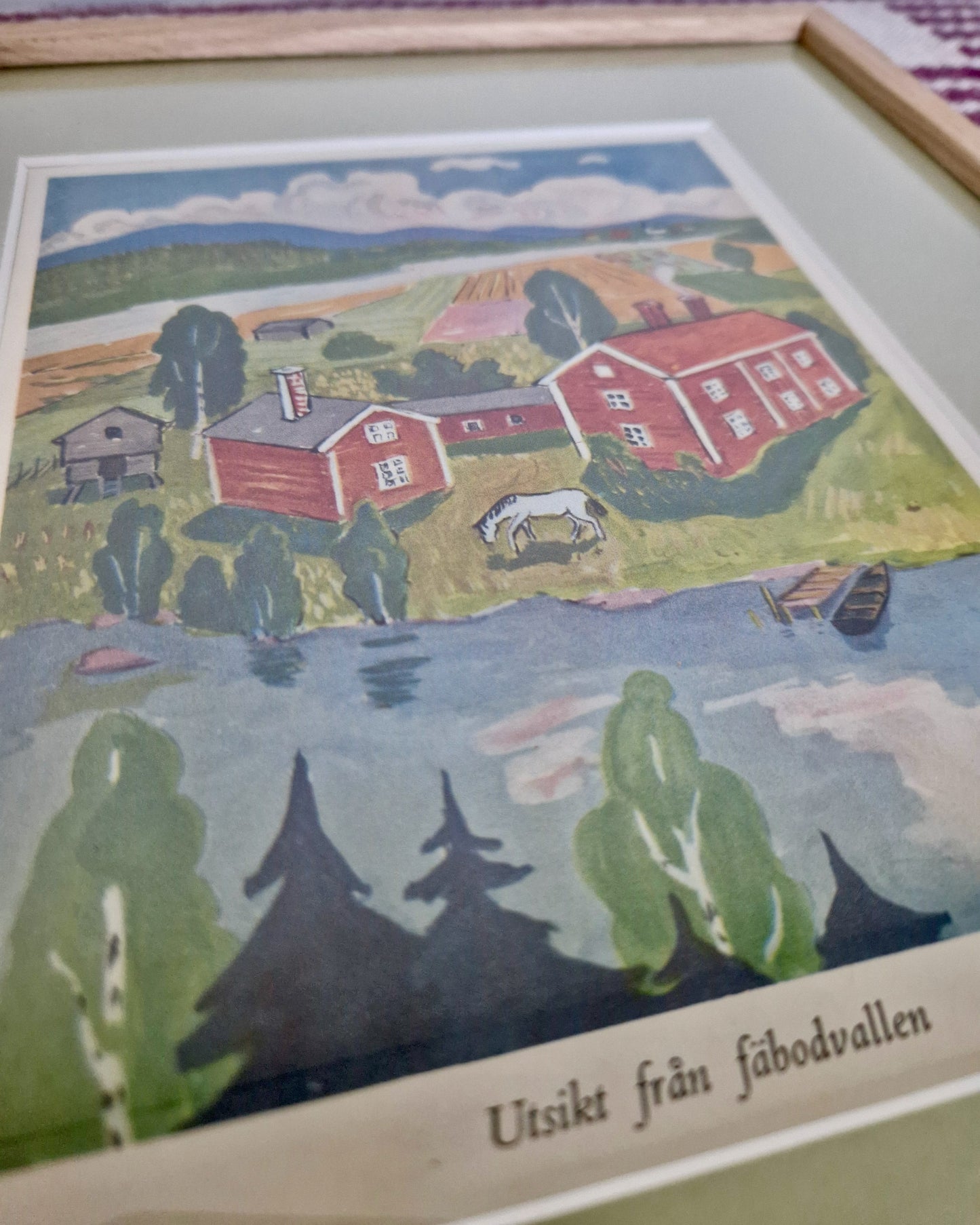 Framed Vintage Swedish Children's Illustration - The View