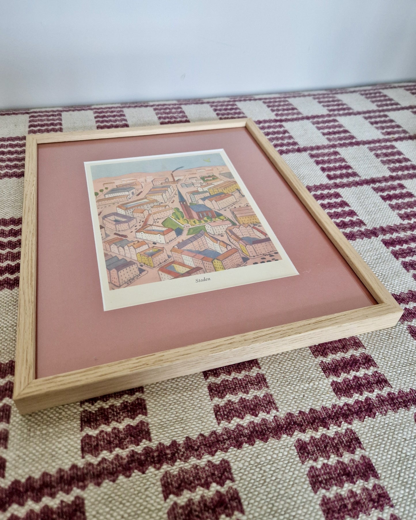 Framed Vintage Swedish Children's Illustration - The Town