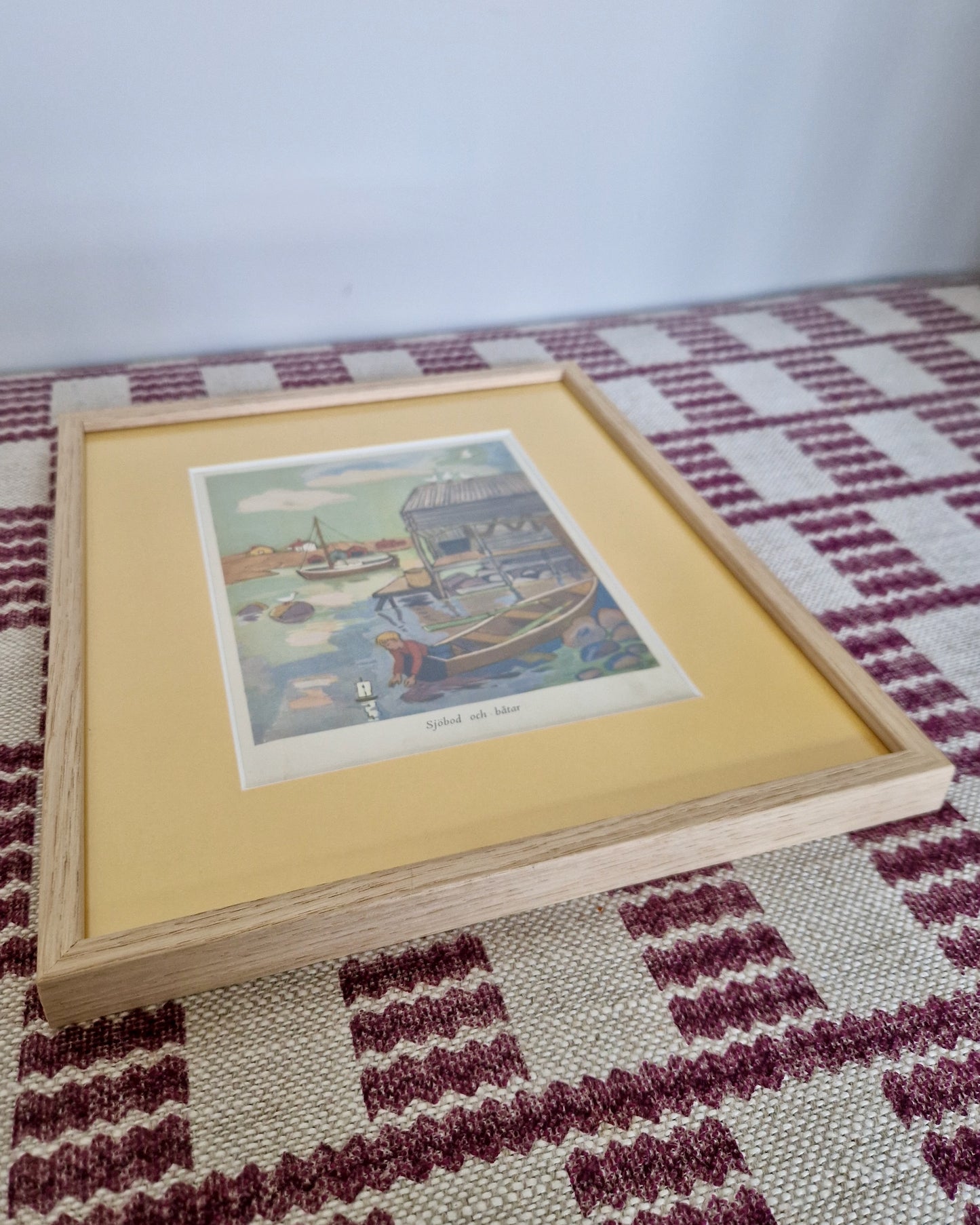 Framed Vintage Swedish Children's Illustration - By The Seaside